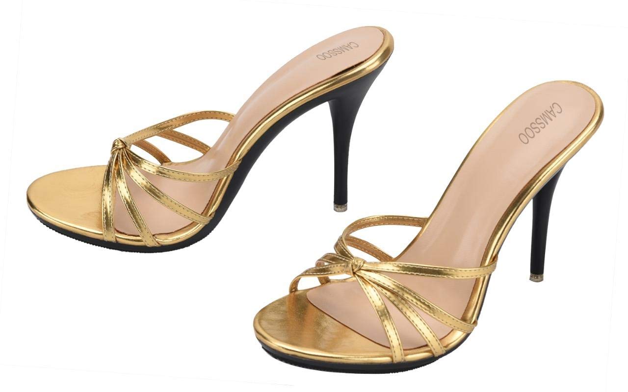 CAMSSOO Women's High Heel Mules - Open Toe Slip On Stiletto Sandals with Platform for Party, Wedding & Evening Dress | Sexy Backless Slides for Women | Comfortable Heeled Slippers for Night Out, Date Night & Special Occasions