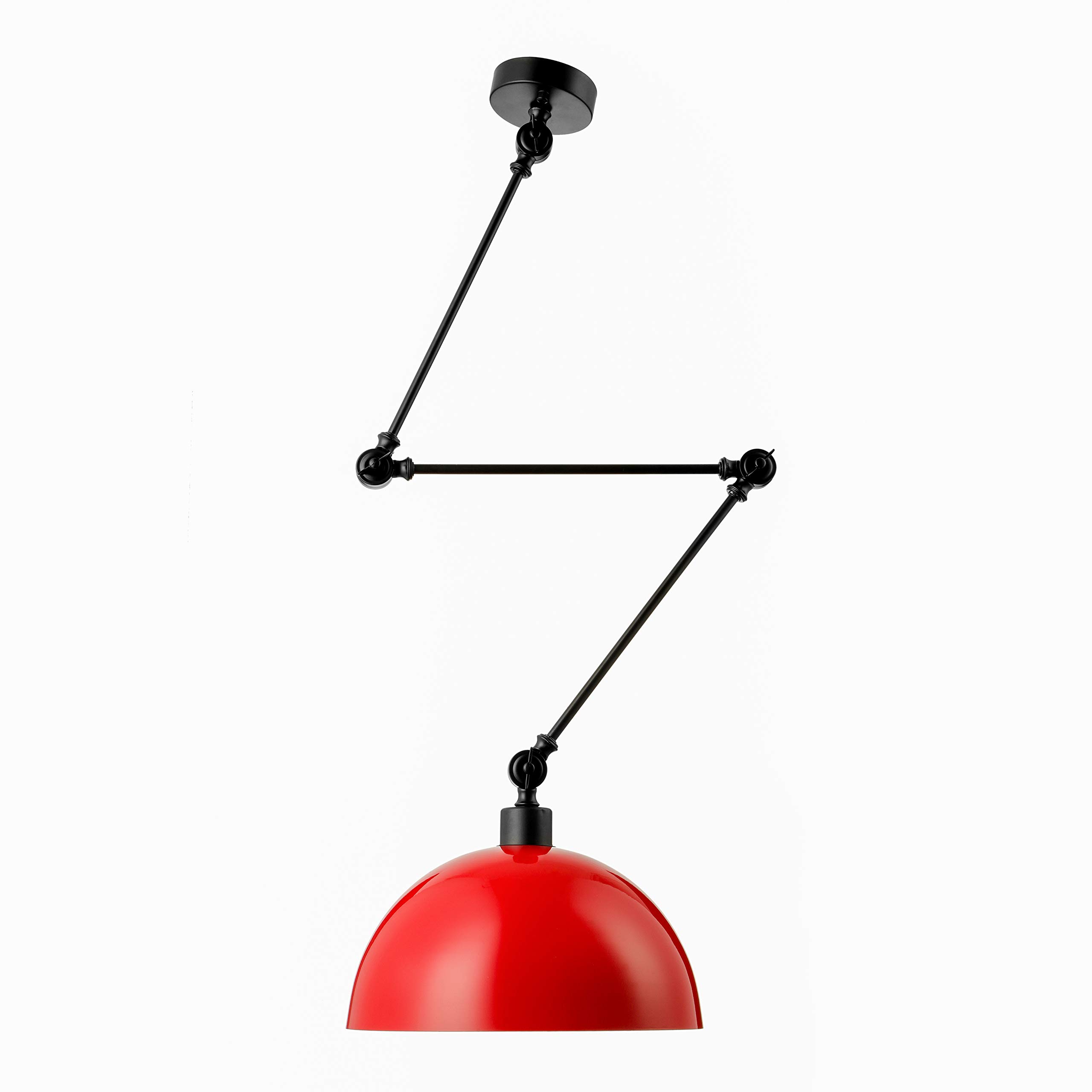 Nordic Modern Pendant Lights - Adjustable Bowl Lampshade Ceiling Fixture for Living Room, Kitchen, Office & Bar | Contemporary Hanging Lamp in Red - Perfect for Dining Areas, Bedroom Accent Lighting & Loft Spaces