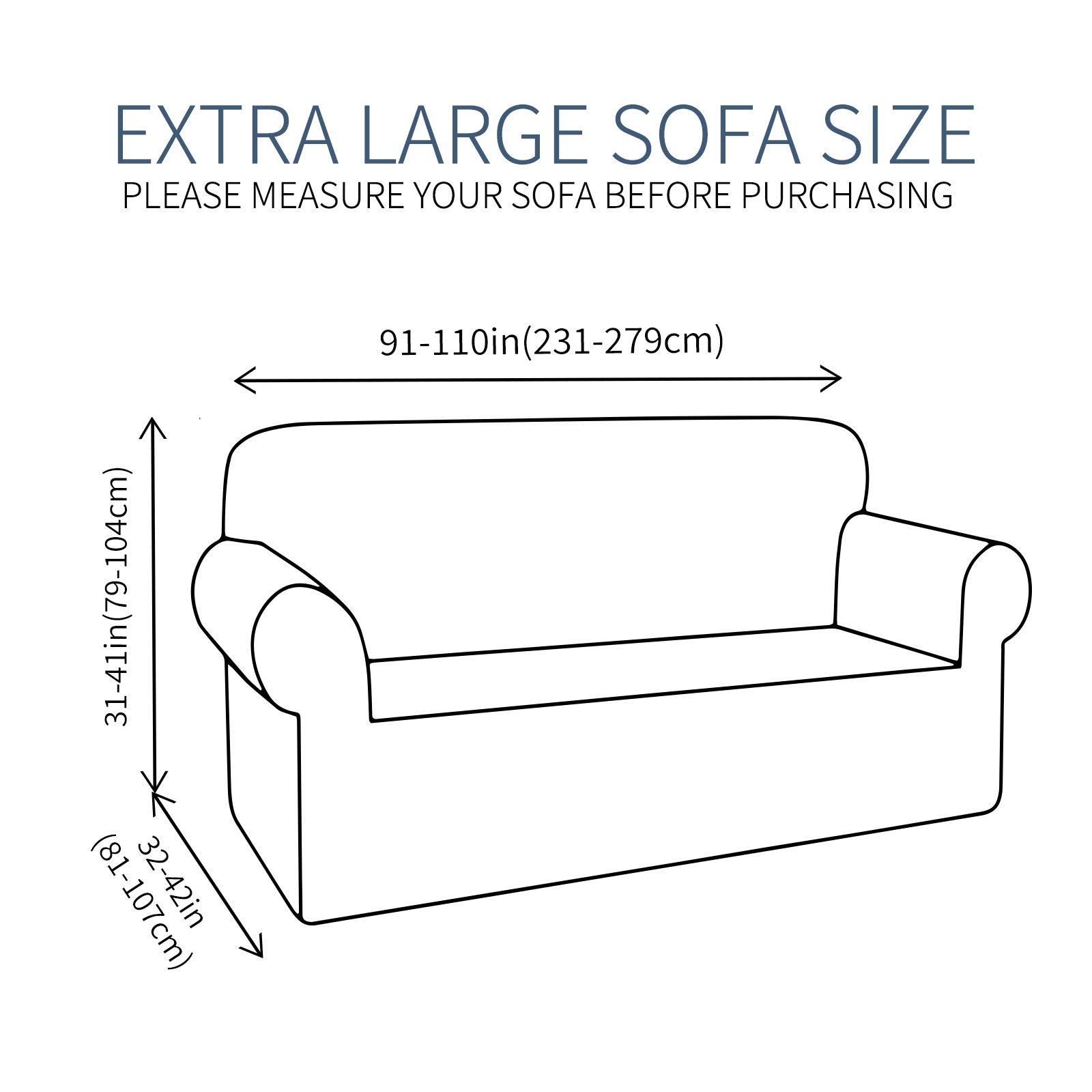 JIVINER High Stretch 1-Piece Sofa Slipcover - Extra Large 3-Cushion Couch Cover with Anti-Slip Elastic Bottom, Furniture Protector for Pets (XL, Black) - Perfect for Living Room, Family Room & Pet-Friendly Homes