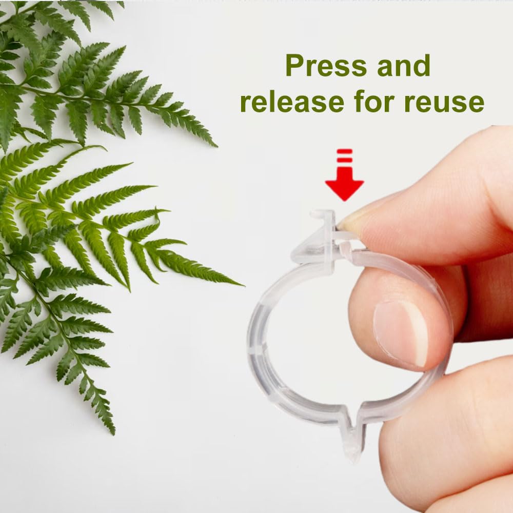 AIIONP 100-Pack Reusable Garden Clips for Plants - Premium Plastic Plant Support Clips for Tomato, Vine & Climbing Plants - Indoor/Outdoor Use - Green - Perfect for Gardening, Greenhouse & Vertical Growing