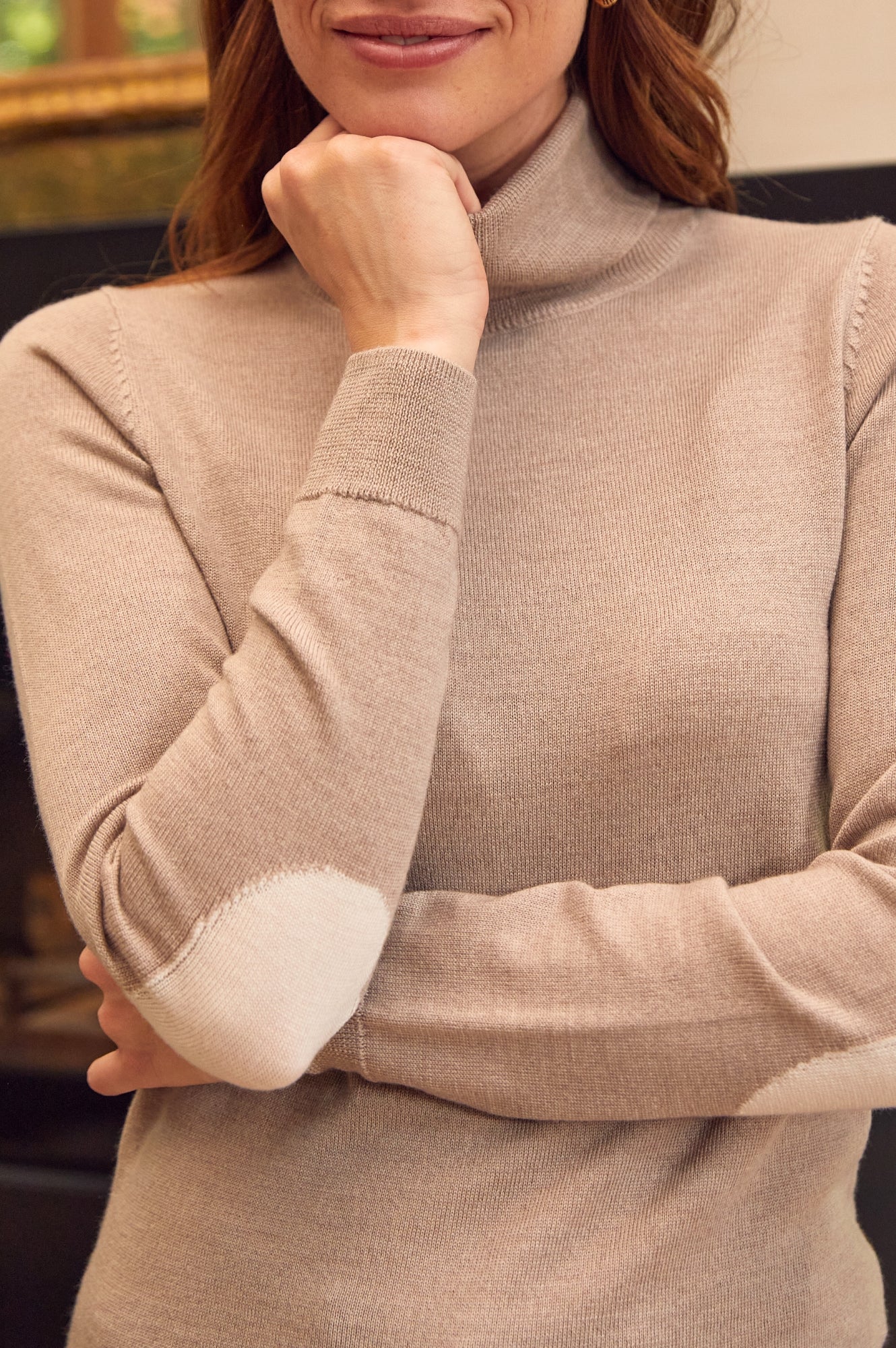 Premium Merino Wool Polo Neck Base Layer for Men & Women - Soft & Warm Thermal Undershirt in Taupe/Cream - Ideal for Hiking, Skiing & Outdoor Activities