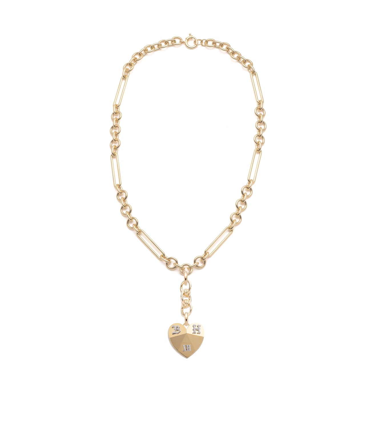 Custom Faceted Heart Love Necklace - Oversized Mixed Clip Pendant with Adjustable Knot Extension | Perfect for Valentine's Day Gifts, Anniversary Presents & Romantic Date Nights