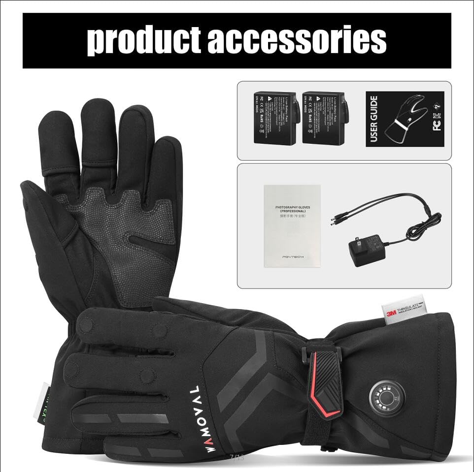 Rechargeable 7.4V 3000mAh Heated Photography Gloves for Men & Women - Warm Electric Gloves for DJI Air 2S Drones, Motorcycle Riding, Skiing & Hunting | Perfect for Outdoor Winter Activities & Cold Weather Photography