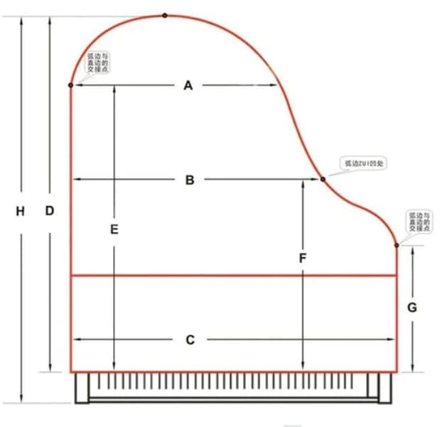 Grand Piano Cover - Double Sided Waterproof Nylon Fabric with Thick Embossed Cotton Lining (200cm/80