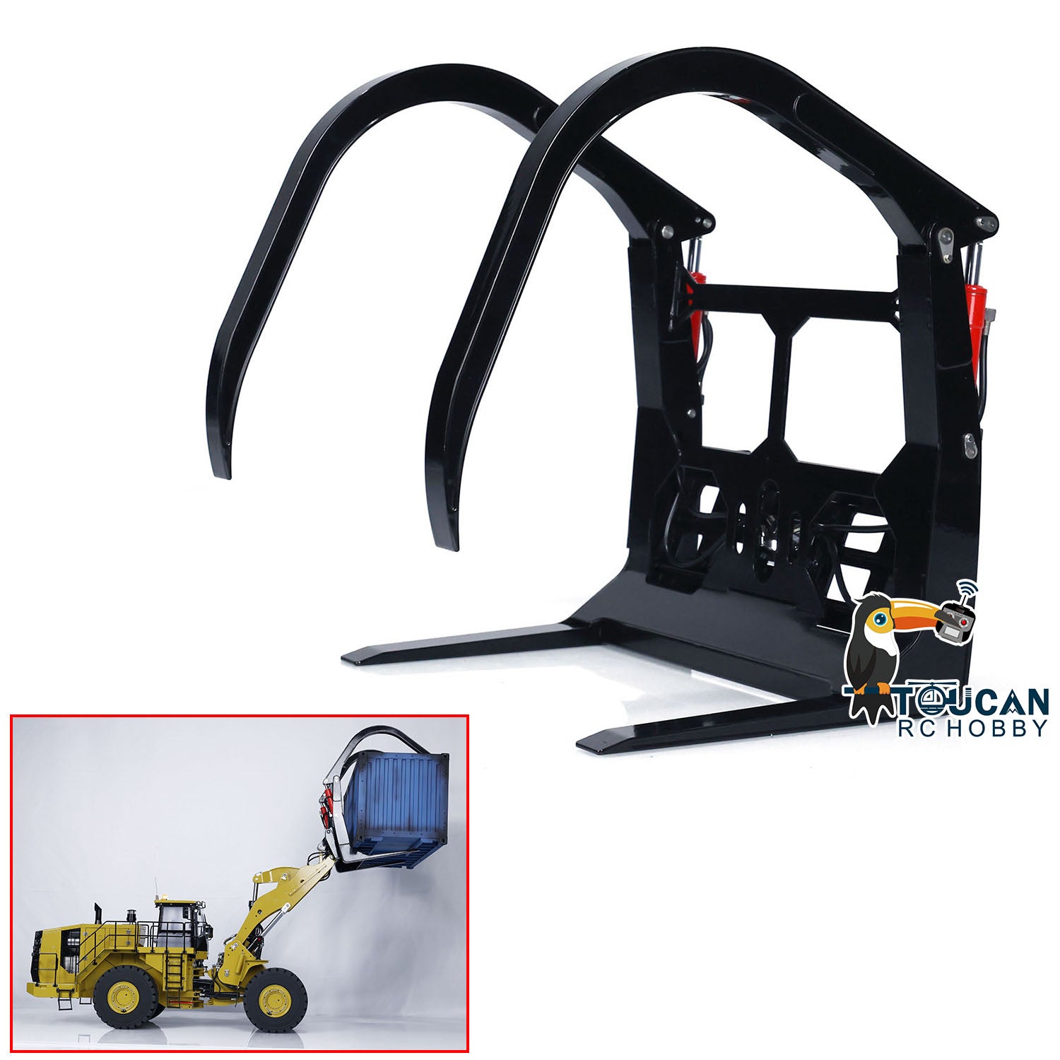 Kabolite 1/14 K988 100S RC Loader Metal Hydraulic Long & Short Clamp Rock Skip Bucket - DIY Model Accessory & Spare Parts for Excavator Construction Simulation