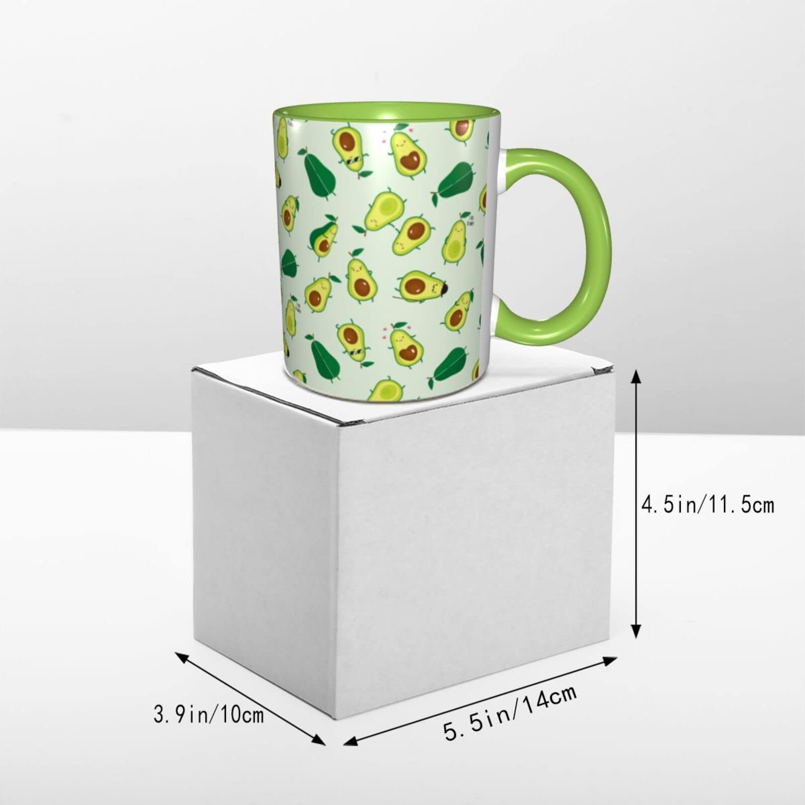 Funny Green Ceramic Avocado Coffee Mug with Handle - Dishwasher & Microwave Safe - Perfect for Home, Office & Gifts