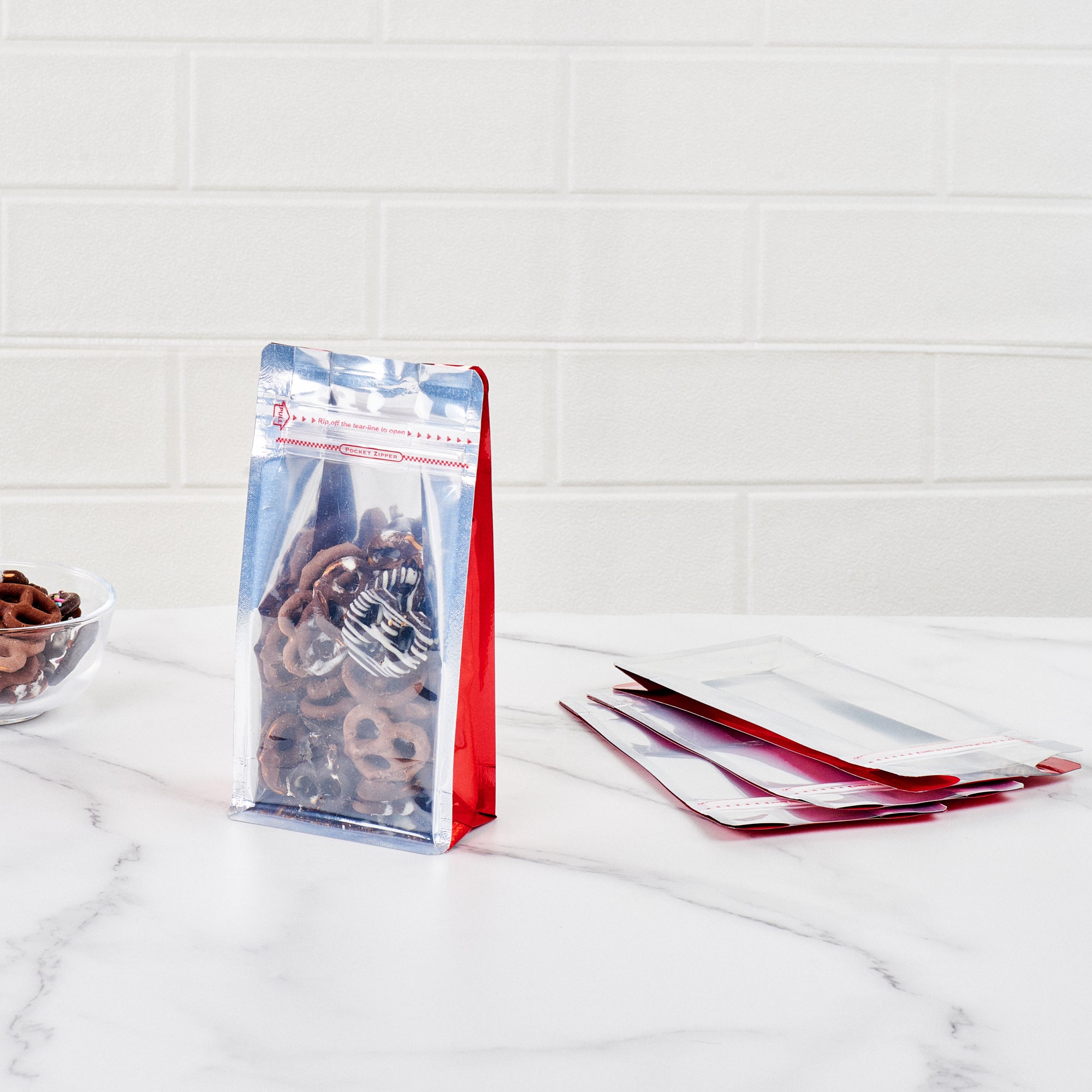 Red Plastic Small Snack Bags with Double Seal & Rip Lock - 8x4x2.5 Inches, Heat Sealable, 100 Count Box - Perfect for Food Storage, Meal Prep, and Travel Snacks