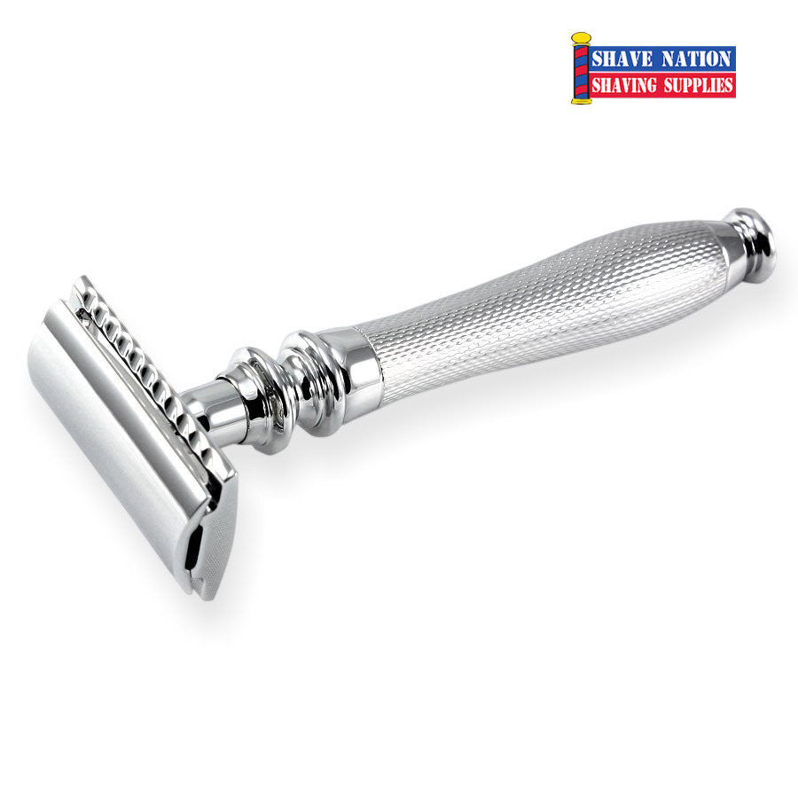 Edwin Jagger Closed Comb Safety Razor - Chatsworth Barley Handle - Premium Stainless Steel Razor for Men - Perfect for Wet Shaving & Grooming Routine