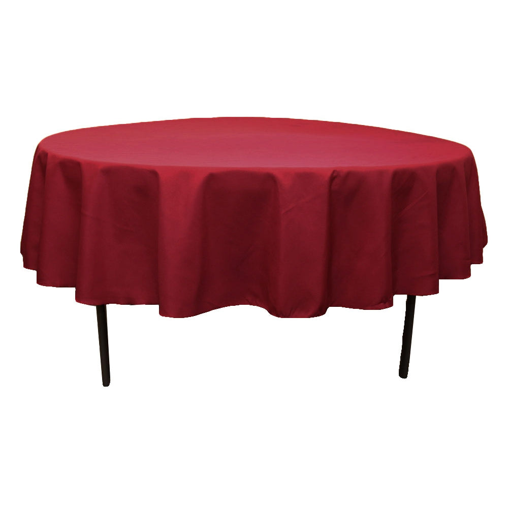 Premium Polyester 90-Inch Round Tablecloth - Burgundy Red Washable Banquet Table Cover for Weddings, Parties, and Events