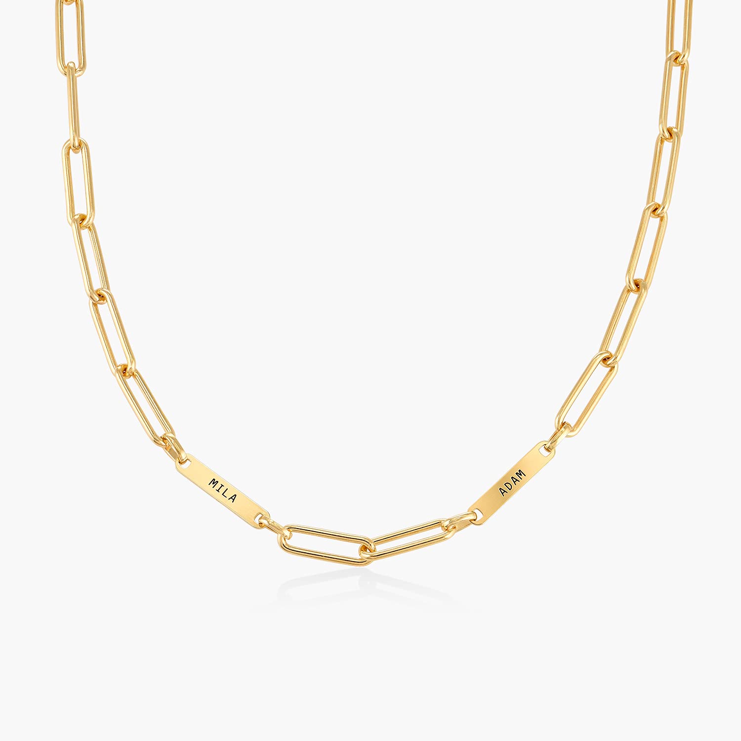 OAK & LUNA - Personalized Ivy Paperclip Chain Necklace with Custom Engraving - Dainty Gold Jewelry Gift for Women, Her, Mom - Birthday, Mother's Day, Christmas Present - Perfect for Everyday Wear, Date Night & Special Occasions