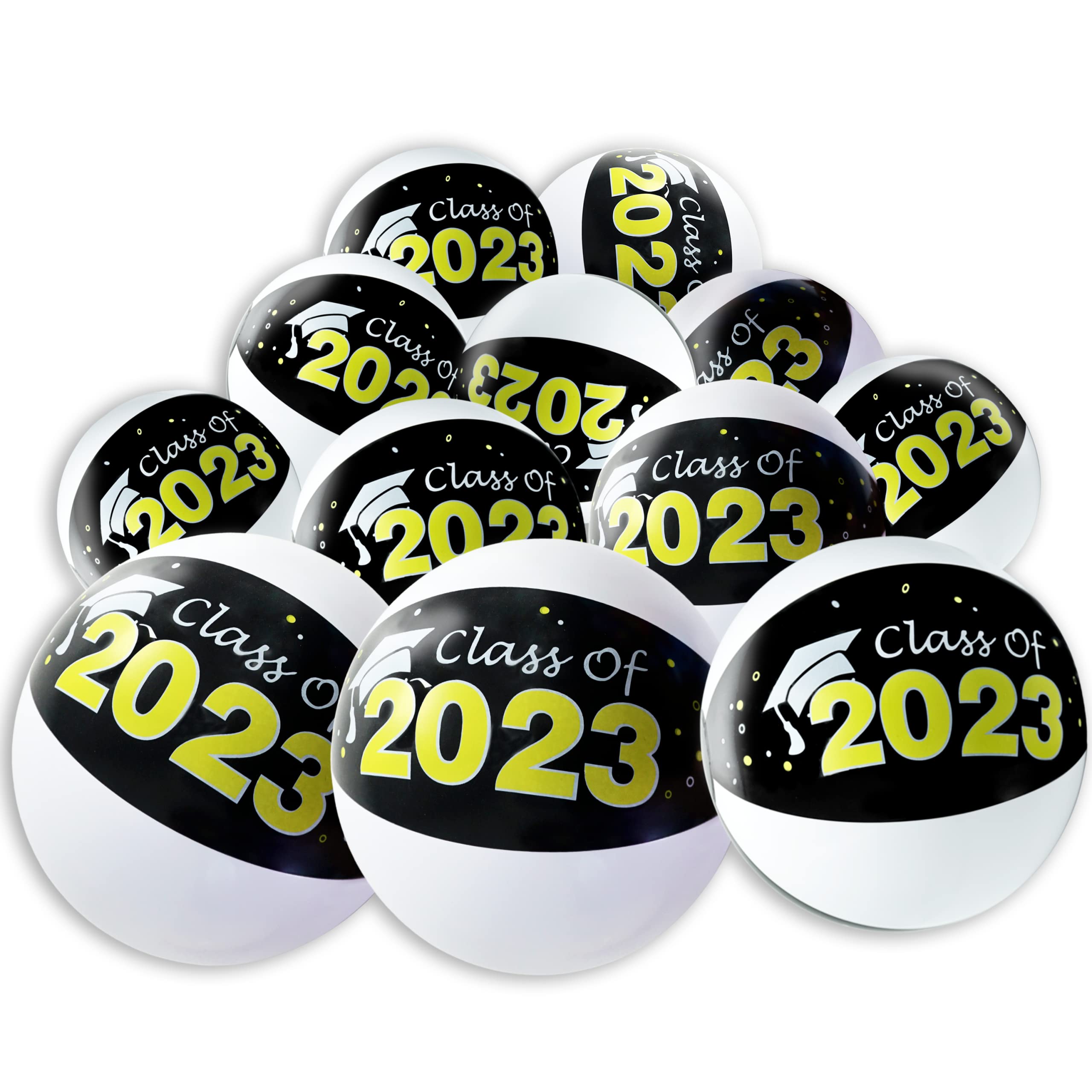 12 Pack Graduation Beach Balls Class of 2023 - Bulk Graduation Party Favors, Decorations & Supplies for Graduation Ceremony, Beach Party, Pool Party and Summer Celebrations