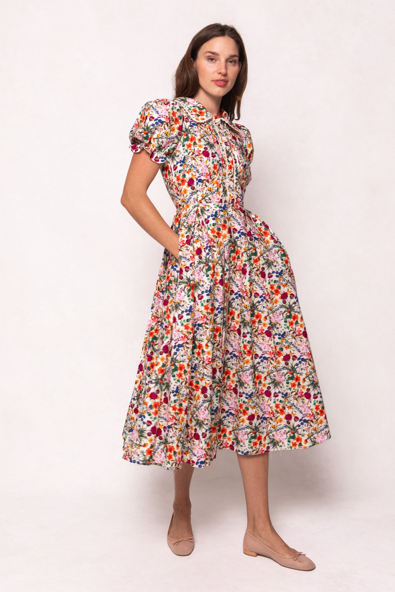 Sophia Floral Print Dress for Women - Elegant Multicolor Summer Dress for Casual Wear, Parties & Special Occasions
