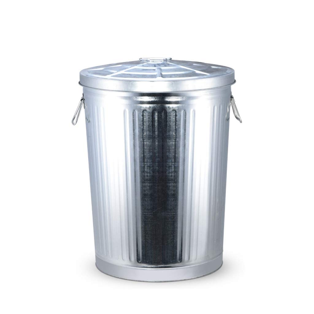 **VREF 75L Galvanized Steel Outdoor Trash Can with Lid - All-Weather Round Garbage Bin for Kitchen, Park & Community - Heavy-Duty Waste & Recycling Container (Perfect for Patio, Backyard & Public Spaces)**