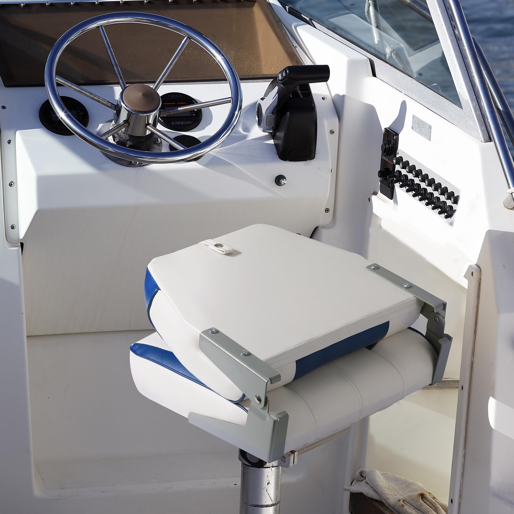 GAOMON 2 Pack Low Back Boat Seats with Stainless Screws - Fold-Down Fishing Chairs for Speedboats & Canoes