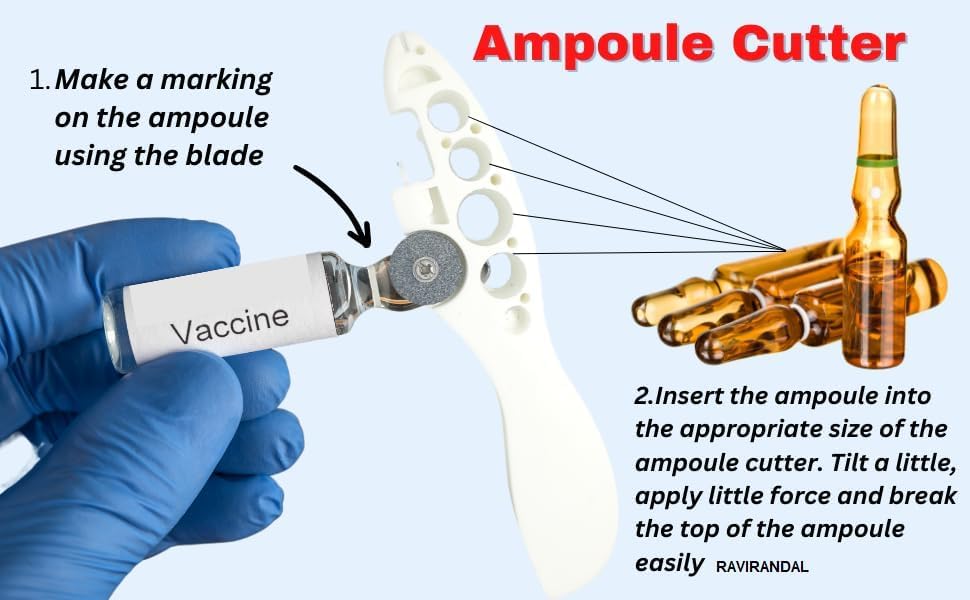 VOLDOT Ampule Breaker - 5 Replaceable Grinding Wheels for Safe & Easy Ampoule Opening | Home & Medical Use | Multi-Color (1pc) | Perfect for Pharmacy, Lab & First Aid Kits