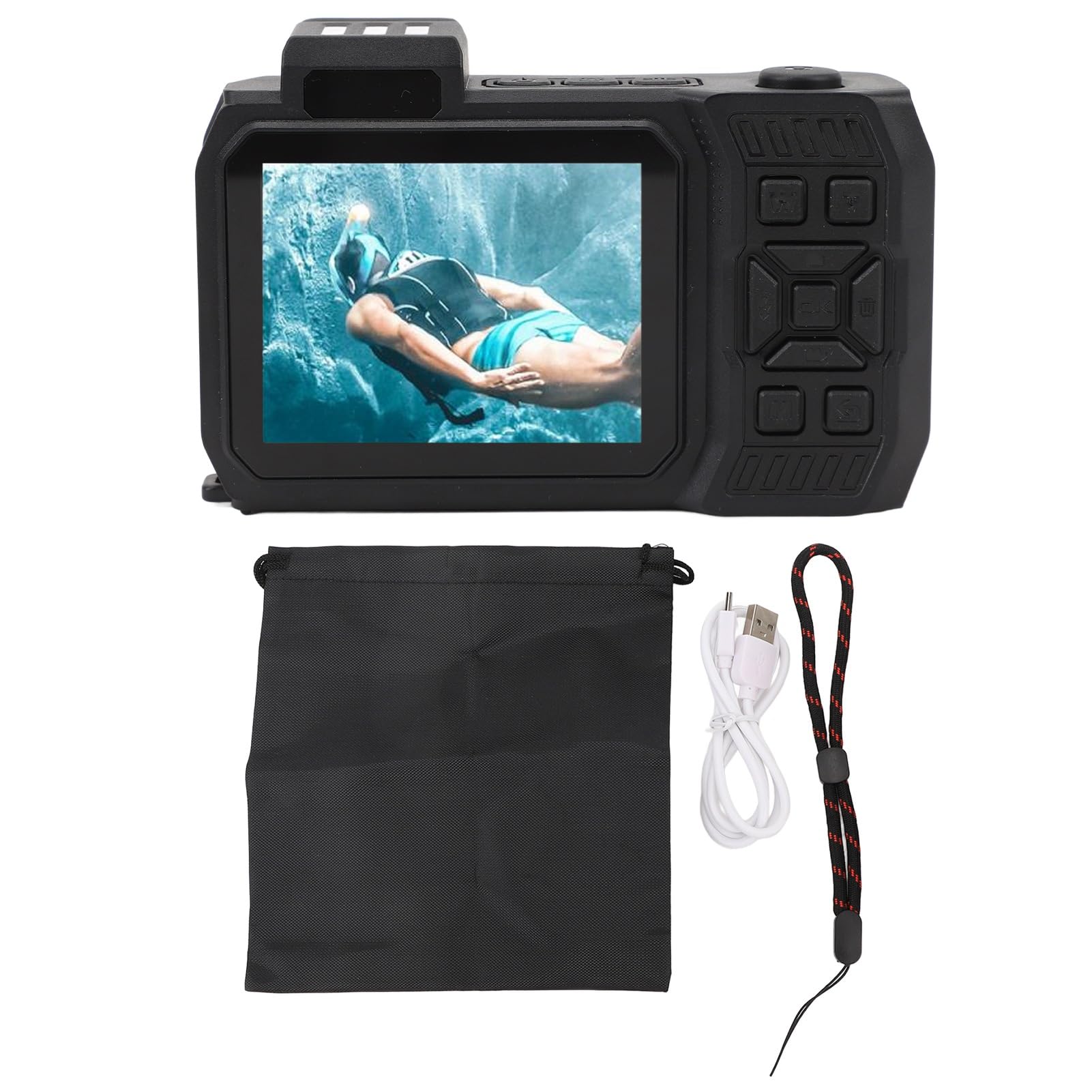 4K 65MP Dual Screen Underwater Digital Camera with 10x Digital Zoom - Waterproof Snorkeling Camera for Travel & Sports (Orange) | Perfect for Scuba Diving, Beach Vacations & Outdoor Adventures