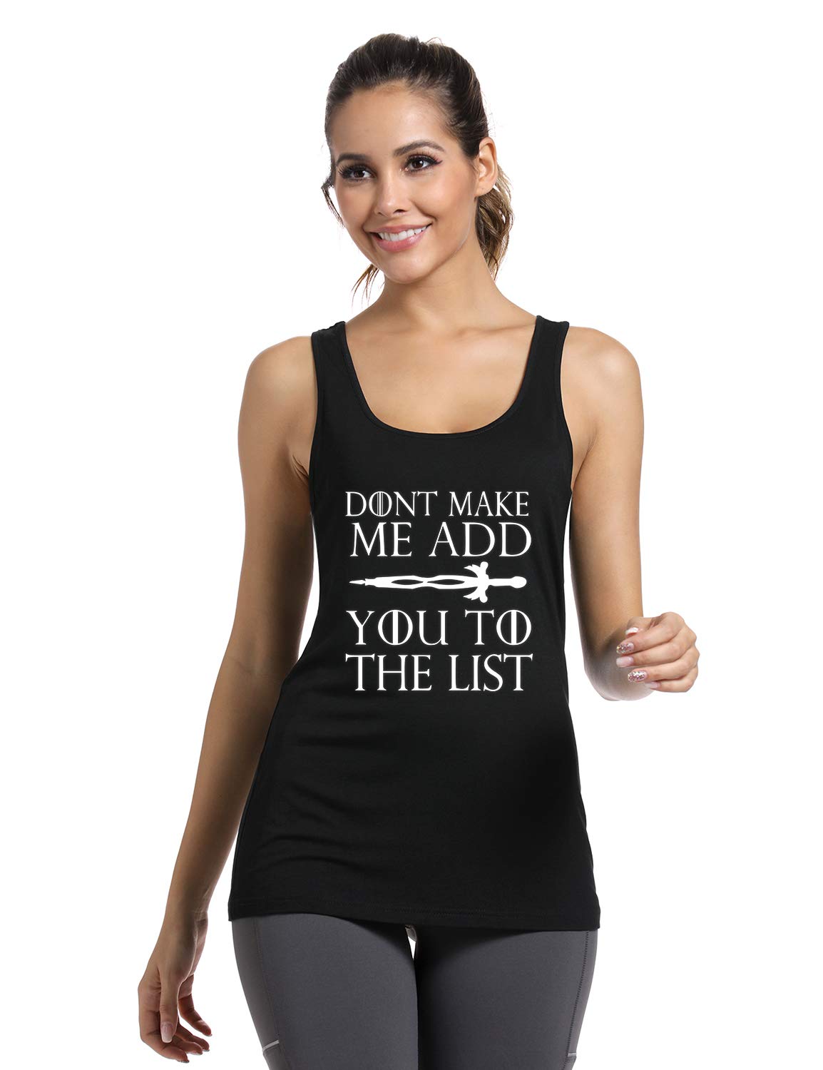 FANNOO Women's Workout Muscle Tank Tops - Game of Thrones Inspired Gym Shirts with Funny Sayings | Sleeveless Fitness Apparel for Running, Yoga & Weight Training
