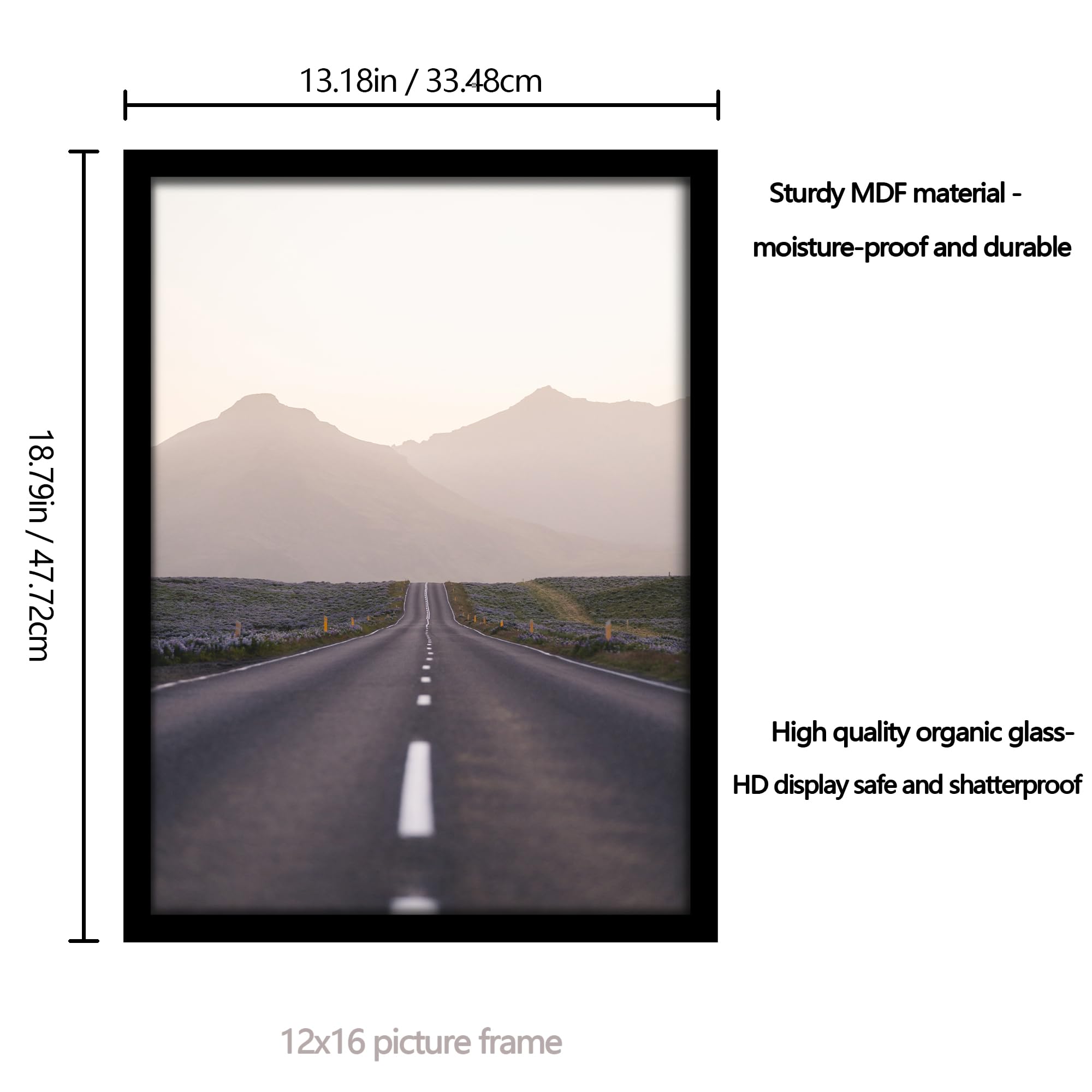 12x16 Picture Frame 5 Pack - Classic Black Poster Frames for Wall Art, Horizontal & Vertical Display - Perfect for Home Decor, Office, Gallery & Photo Displays