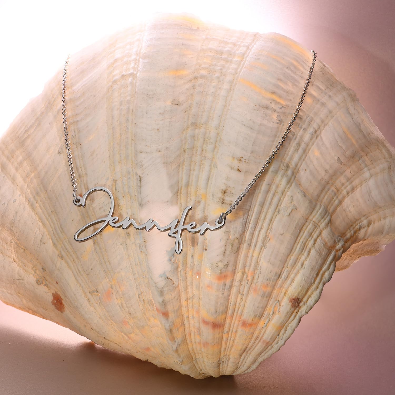 OAK & LUNA Custom Name Necklace - Personalized Belle Jewelry for Women, Engraved Gold/Silver Pendant, Gift for Her - Perfect for Birthdays, Anniversaries & Special Occasions