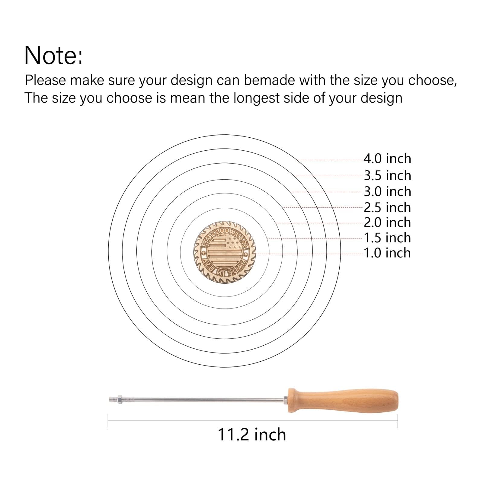 Custom Personalized Wood Branding Iron with Brass Stamp & Wood Handle - 4 Inch Wood Burning Tool for DIY Crafts, Leather, Woodworking - Perfect Gift for Craft Lovers (Great for Customizing Wood Projects, Leather Goods & Handmade Gifts)