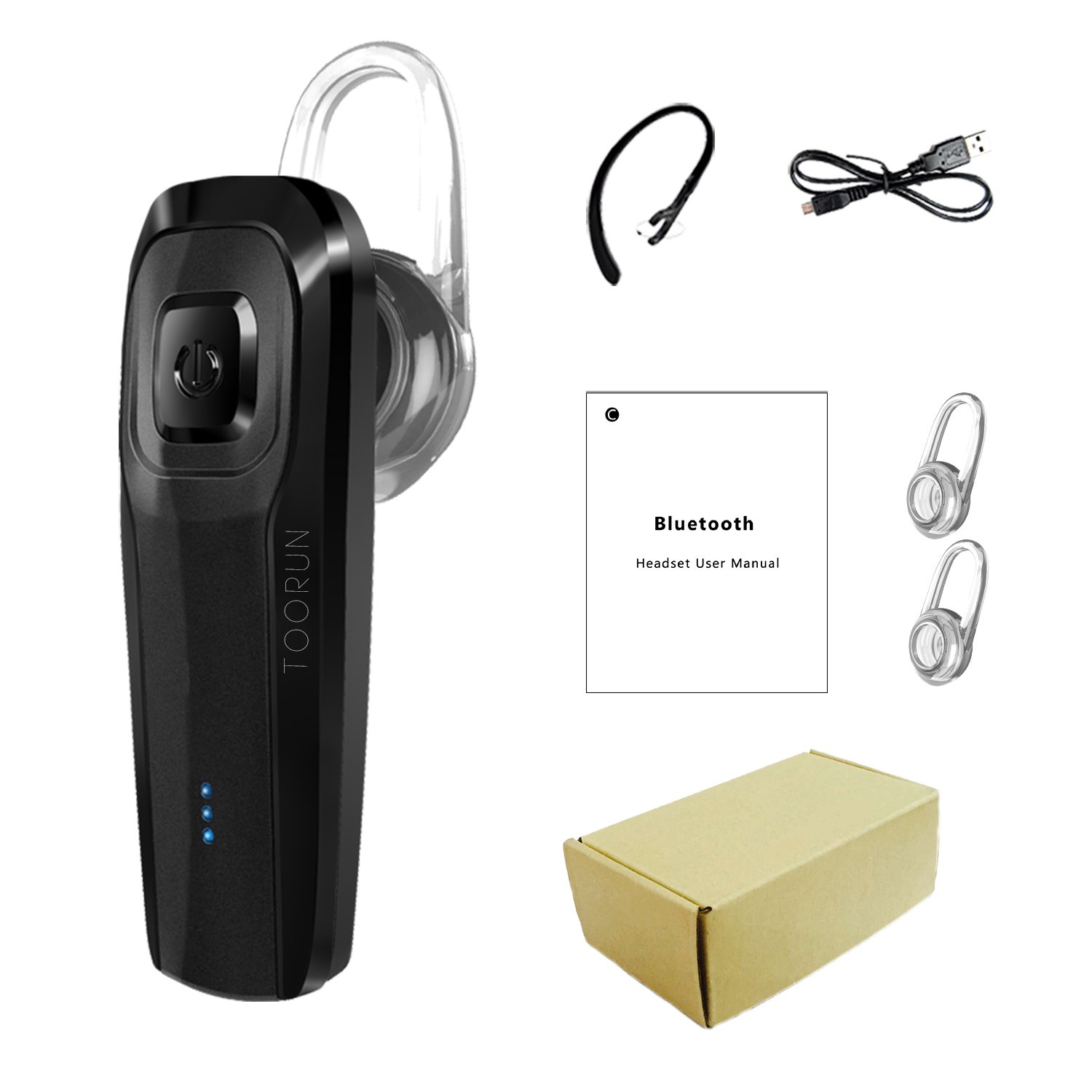 M26 Bluetooth 5.0 Wireless Headset with Noise Cancelling Mic - Hands-Free Earpiece for iPhone, Android, Laptop & Cell Phone - Perfect for Driving, Office Calls & Online Meetings (Black)