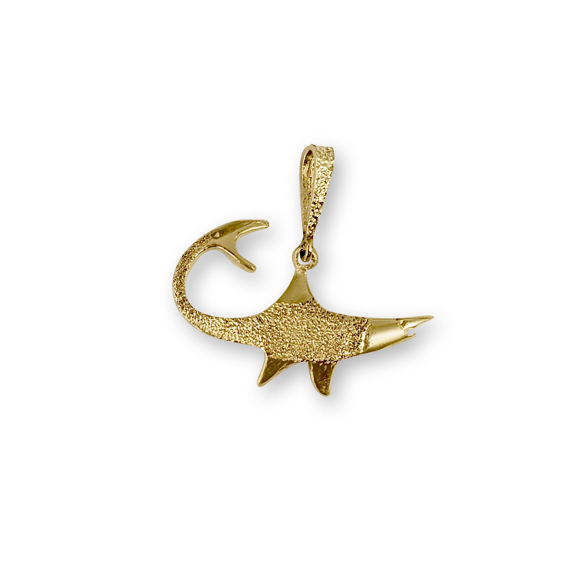 14k Yellow Gold Shark Tooth Pendant Necklace - Sand Textured Finish for Men & Women - Perfect for Beach, Surfing, and Ocean Lover Gifts