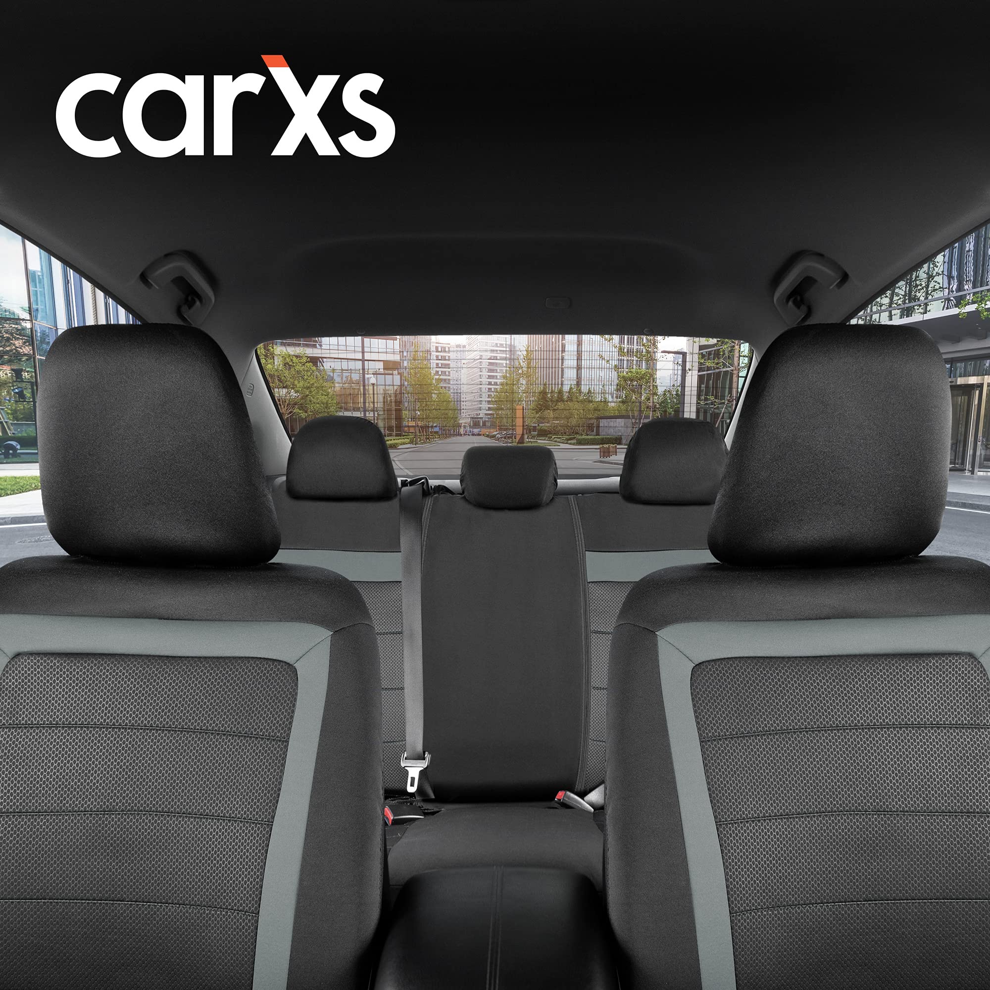 BDK carXS FreshMesh Car Seat Covers Full Set - Breathable Mesh Front Seat Covers with Split Bench Back Seat Protector, Universal Fit for Cars Trucks Vans & SUVs - Perfect for Road Trips, Commuting & Pet Protection