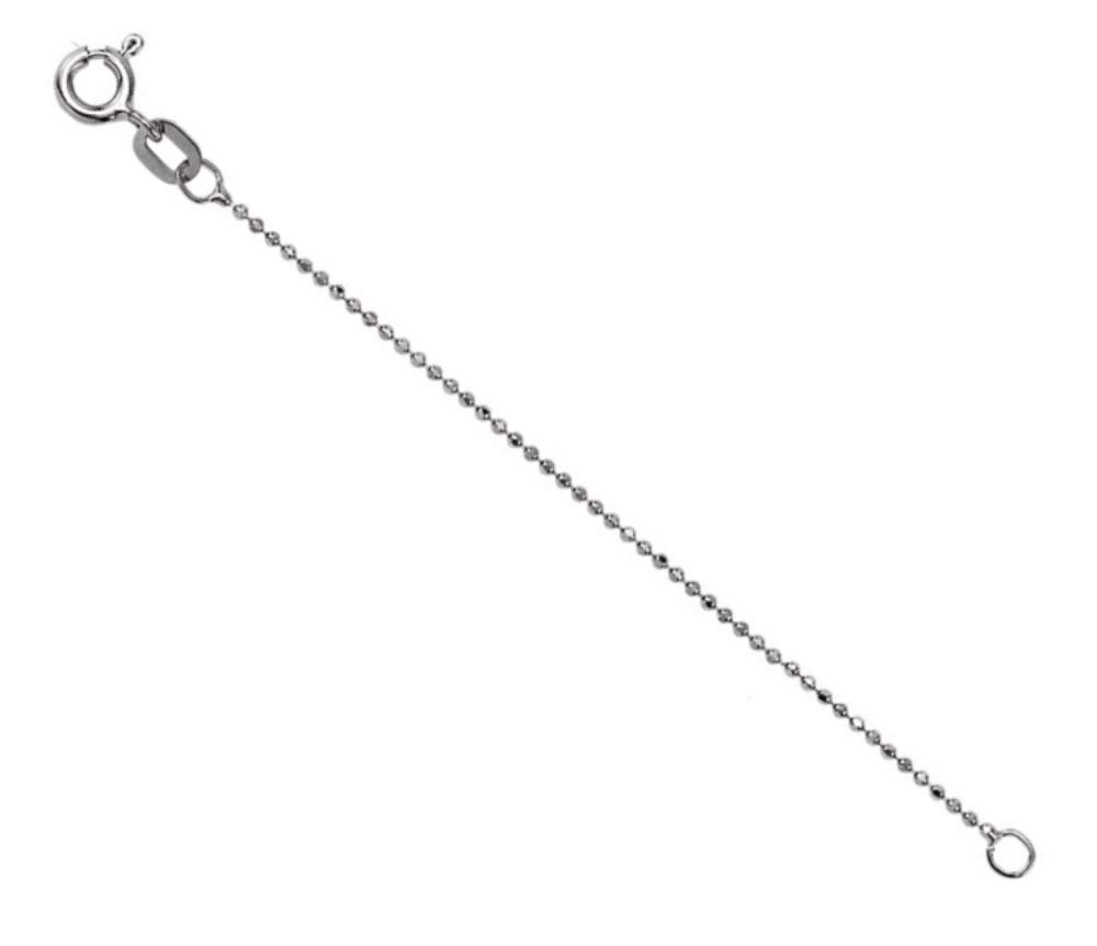 14K White Gold Solid Diamond-Cut 1mm Bead Chain Necklace for Women - Elegant Layering Necklace for Everyday Wear, Gift Giving & Special Occasions