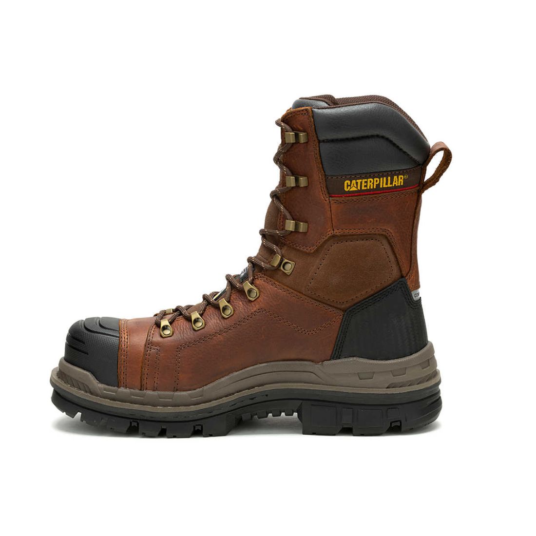 CAT Hauler XL Men's 8 Composite Toe Work Boots - Safety Steel Toe Work Shoes for Construction & Warehouse - Waterproof Brown Leather Boots for Heavy Duty Work & Outdoor Jobs