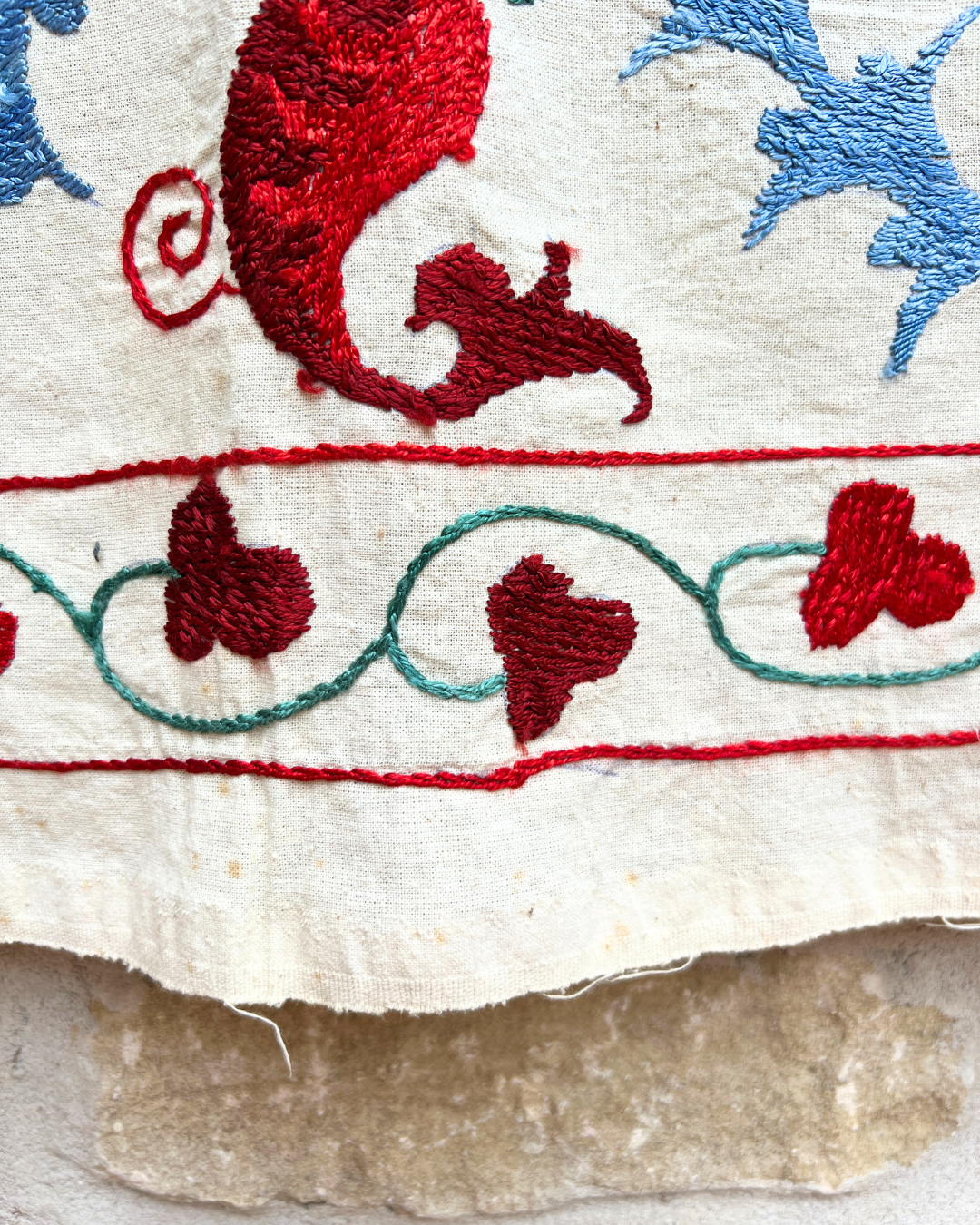 Extra Small Suzani 01 - Handmade Cotton Suzani Pillow Cover - Boho Home Decor for Living Room, Bedroom & Nursery