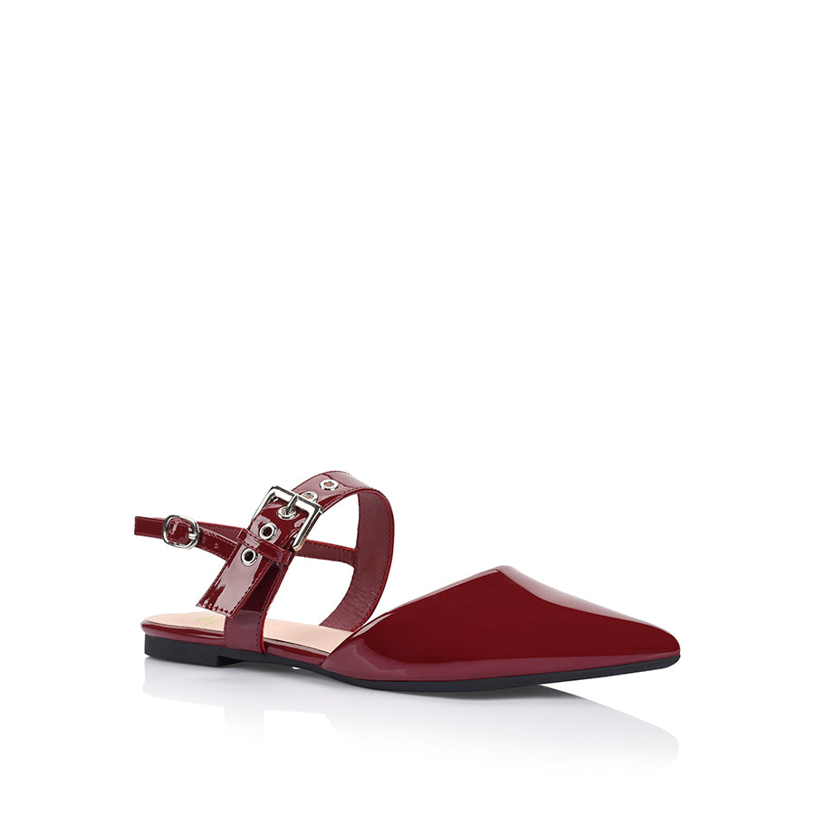 Idaho Slingback Flats - Wine Patent Leather Women's Comfortable Shoes for Work, Office & Casual Wear