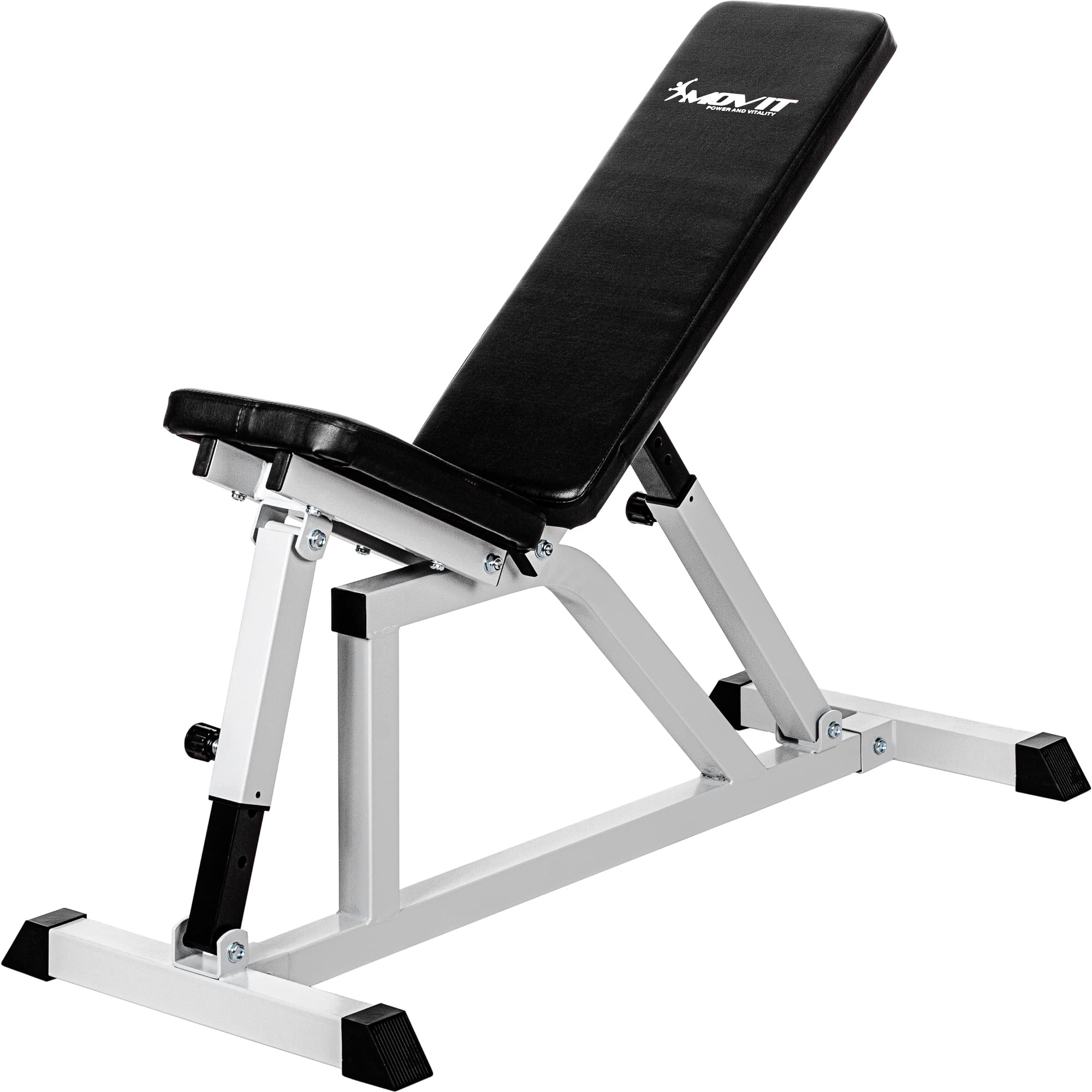 MOVIT Adjustable Weight Bench for Home Gym – 8-Position Backrest, 200kg Max Load, Black/White – Flat & Incline Bench for Strength Training, Dumbbell Workouts – Perfect for Home Fitness & Bodybuilding