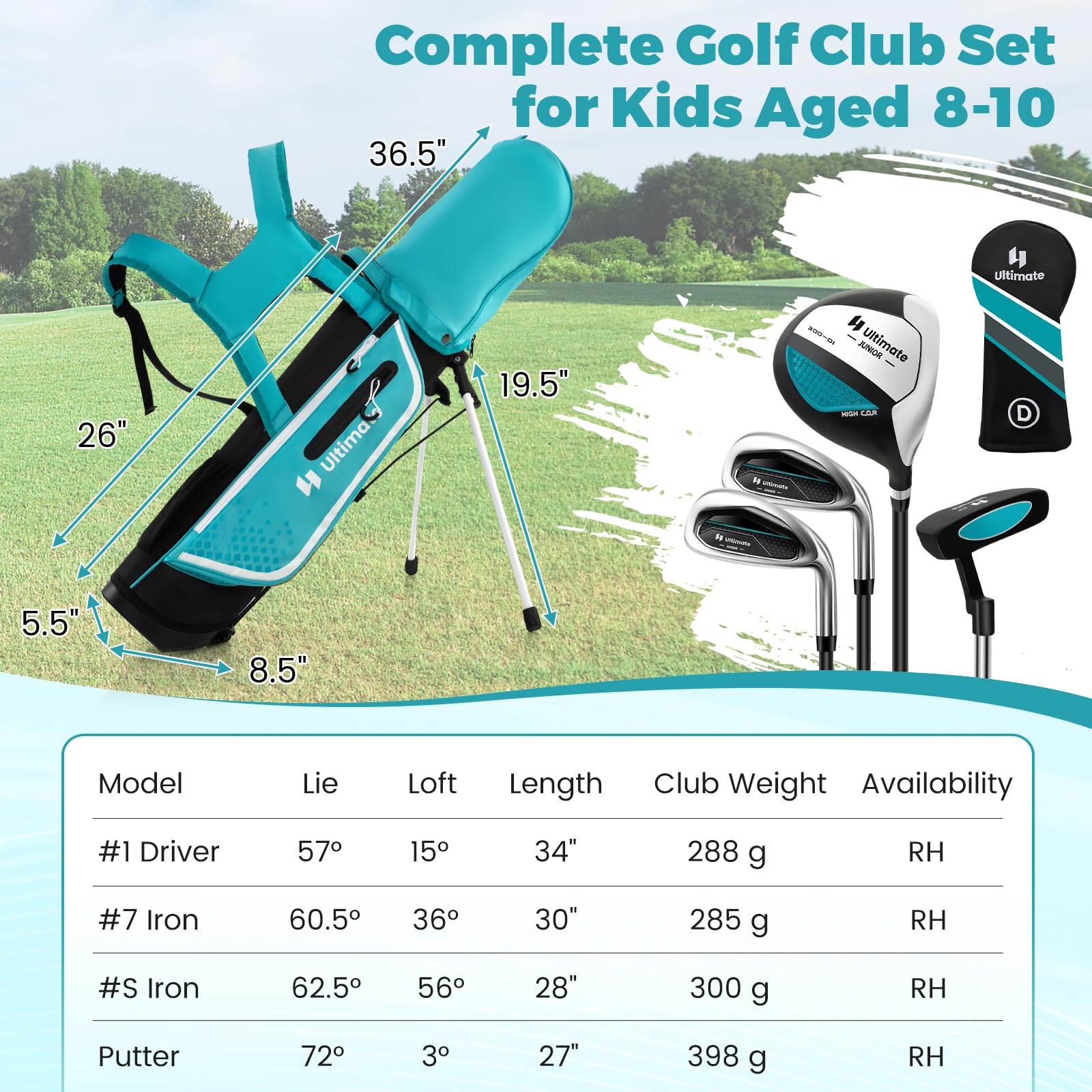GYMAX Kids Golf Club Set - Right Handed Junior Golf Clubs for Boys & Girls Ages 3-12 with 4/6 Clubs & Stand Bag | Perfect for Backyard Practice, Driving Range & Junior Golf Tournaments
