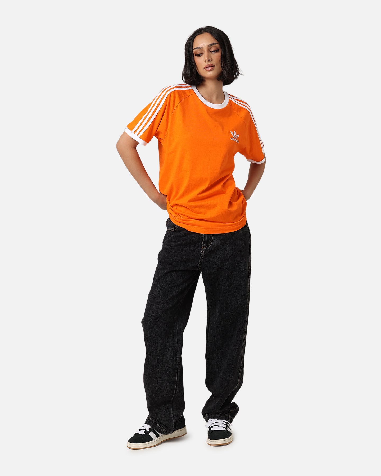 Adidas 3 Stripes T-Shirt for Men - Orange Cotton Casual Tee - Perfect for Gym, Running & Everyday Wear