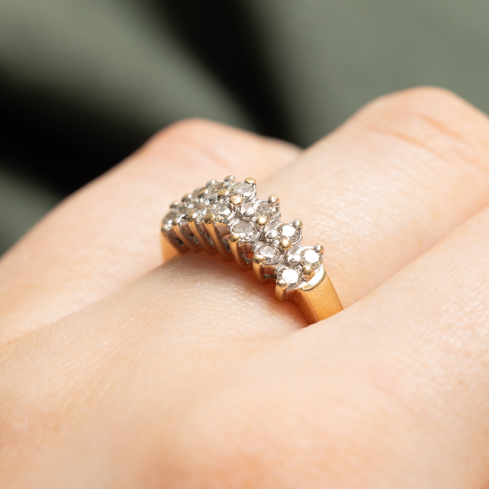 0.42ctw Double Row Diamond Ring for Women - Size 6 | Elegant Wedding Band, Anniversary Gift, or Everyday Luxury Jewelry