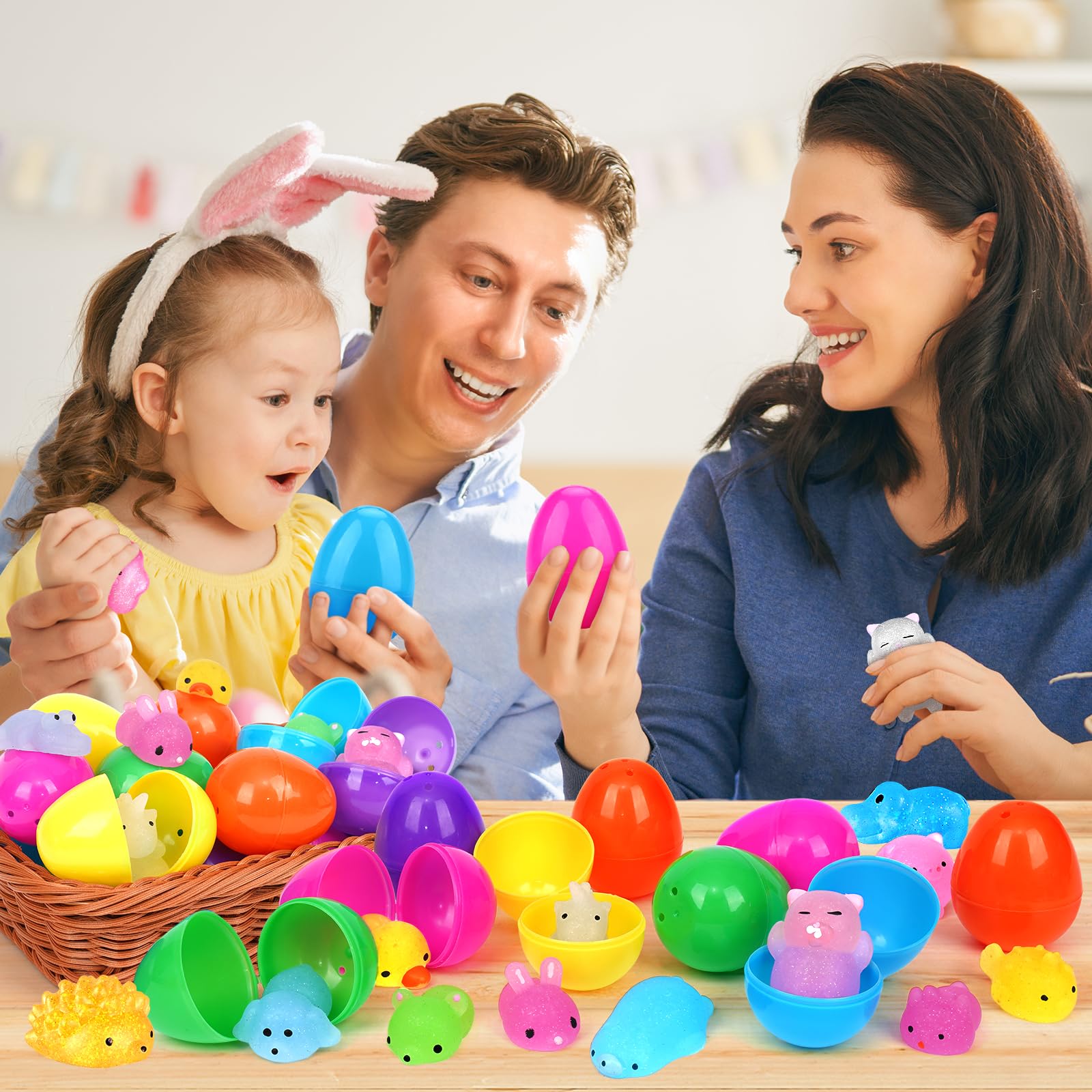 24-Piece Prefilled Easter Eggs with Mini Glitter Animal Toys - Mochi Squishy Stress Relief for Easter Basket Stuffers, Egg Hunts & Classroom Prizes - Perfect for Easter Party Favors, Kids' Activities & Gift Giving