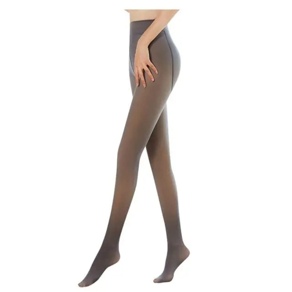 Women's Flawless Legs Fake Translucent Pantyhose - Winter Fleece Sheer Tights & Warm Thermal Leggings (Black, 85G) for Cold Weather, Office Wear & Everyday Comfort