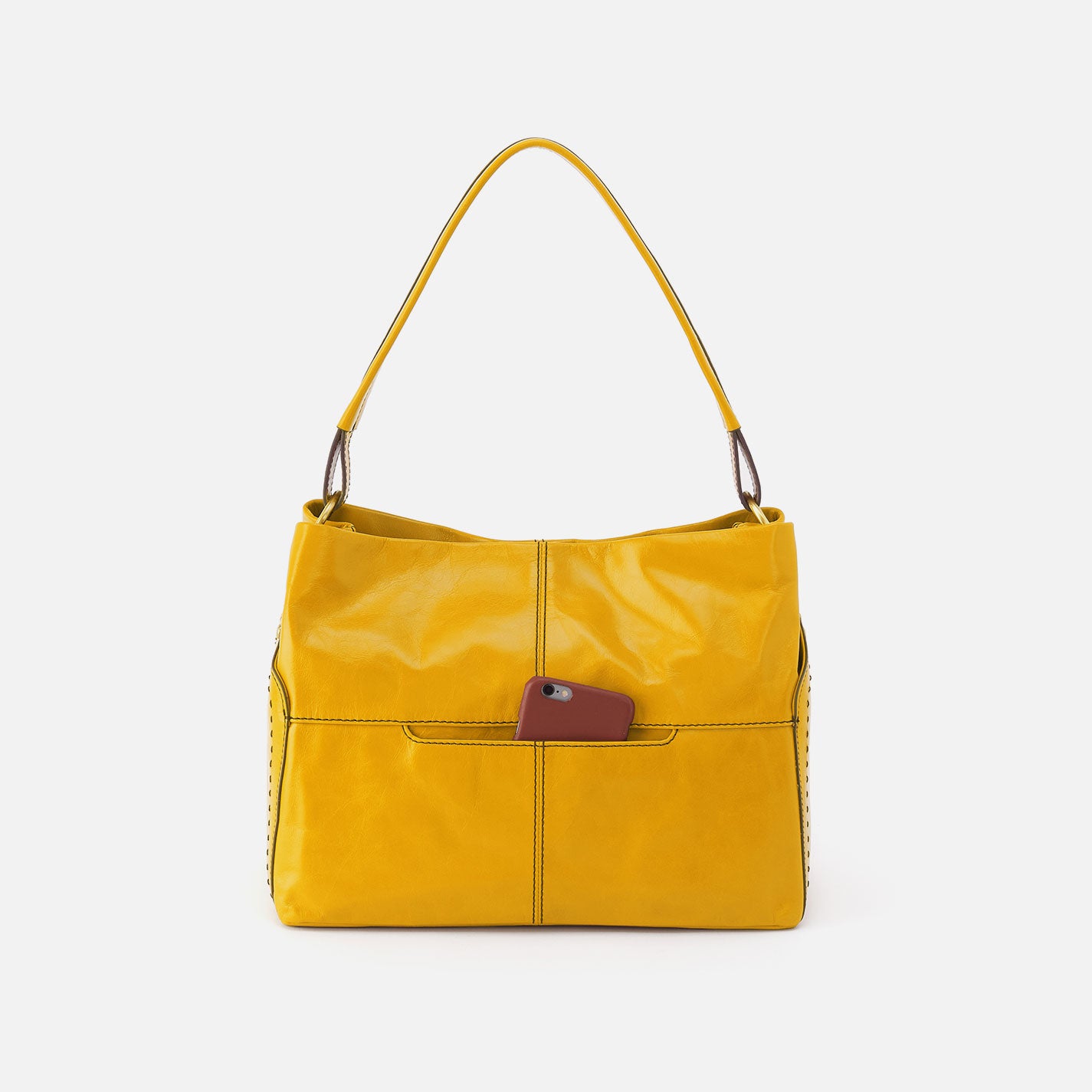 Premium Seneca Shoulder Bag in Polished Leather - Sun Glow Color | Stylish Crossbody Purse for Women | Perfect for Work, Travel & Everyday Use
