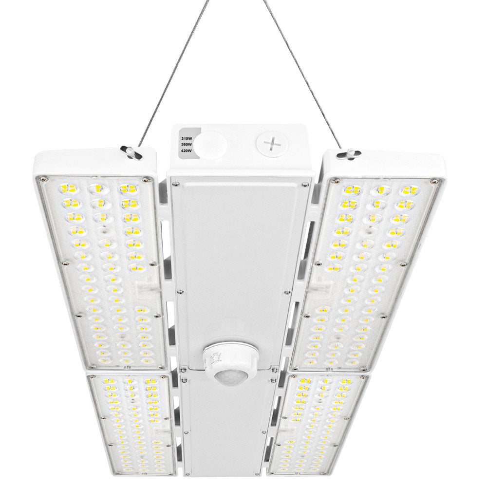 PAVO V LED High Bay Light 420W/360W/310W Selectable - 63,800 Lumens - 120-277V - 5000K Daylight White - Equivalent to 1000W Metal Halide - Ideal for Warehouses, Factories & Commercial Spaces
