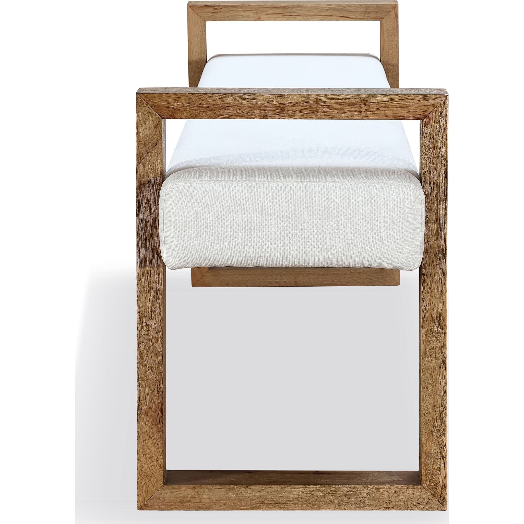 Modern Coastal Sled Leg Upholstered Dining Bench in White Pearl & Bisque - Perfect for Beach House, Farmhouse, or Coastal Style Dining Room Decor