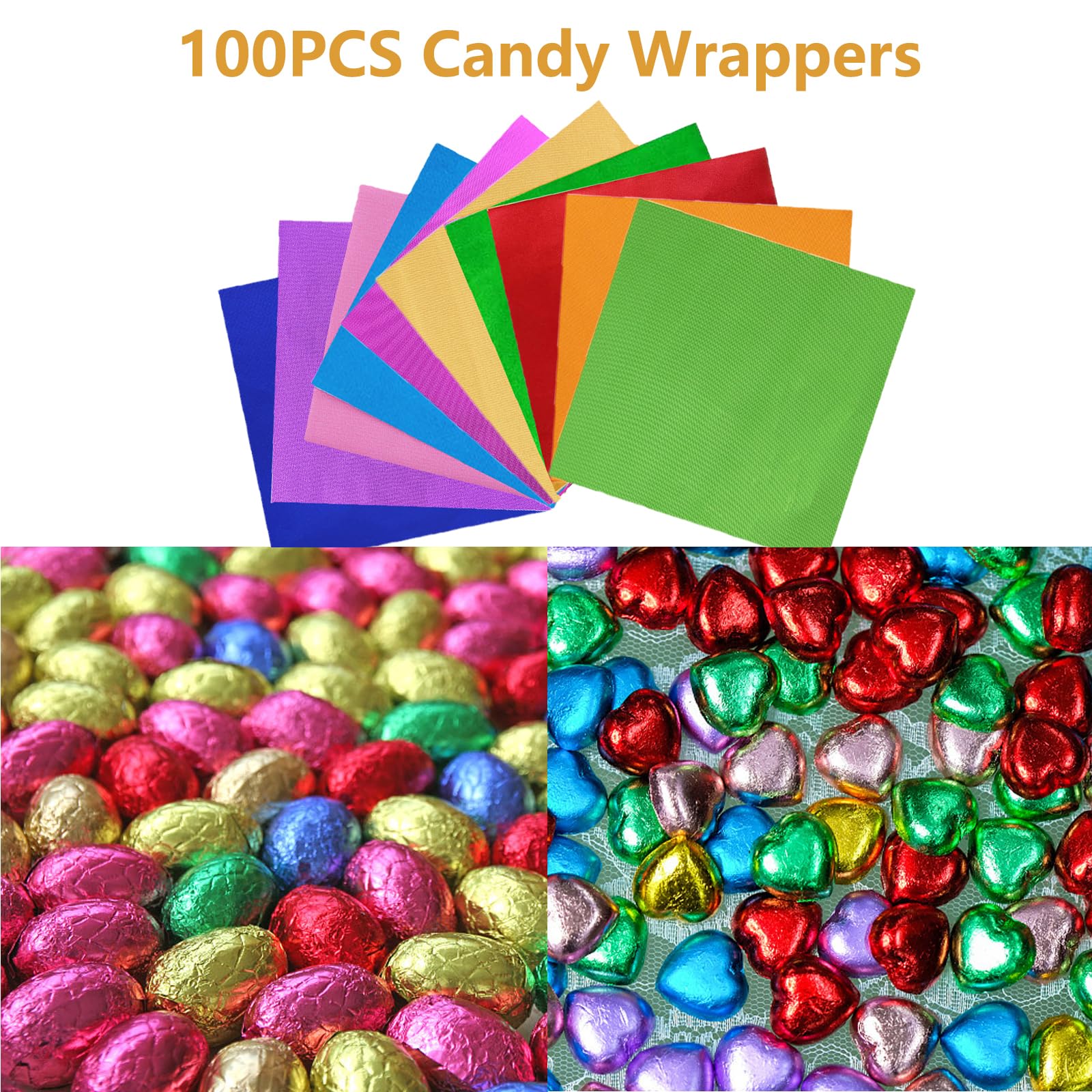 100PCS Blue Foil Candy Wrappers 6x6 Inch - Premium Chocolate Bar Wrappers for DIY Candies, Cakes, Party Favors & Gift Packaging - Ideal for Birthday, Wedding & Holiday Treats