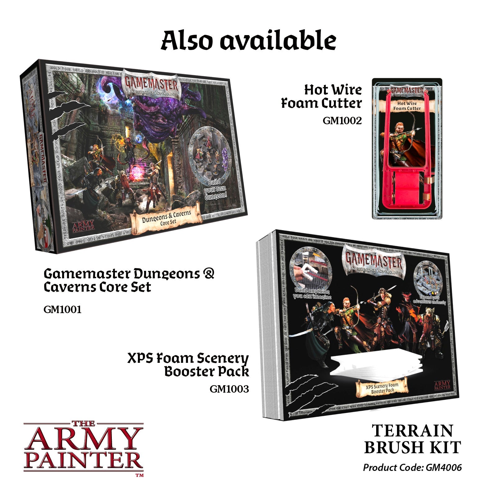 GameMaster Terrain Brush Kit - Premium Miniature Painting Brushes for Wargaming & Tabletop RPG Scenes - Perfect for Warhammer, D&D, and Model Painting