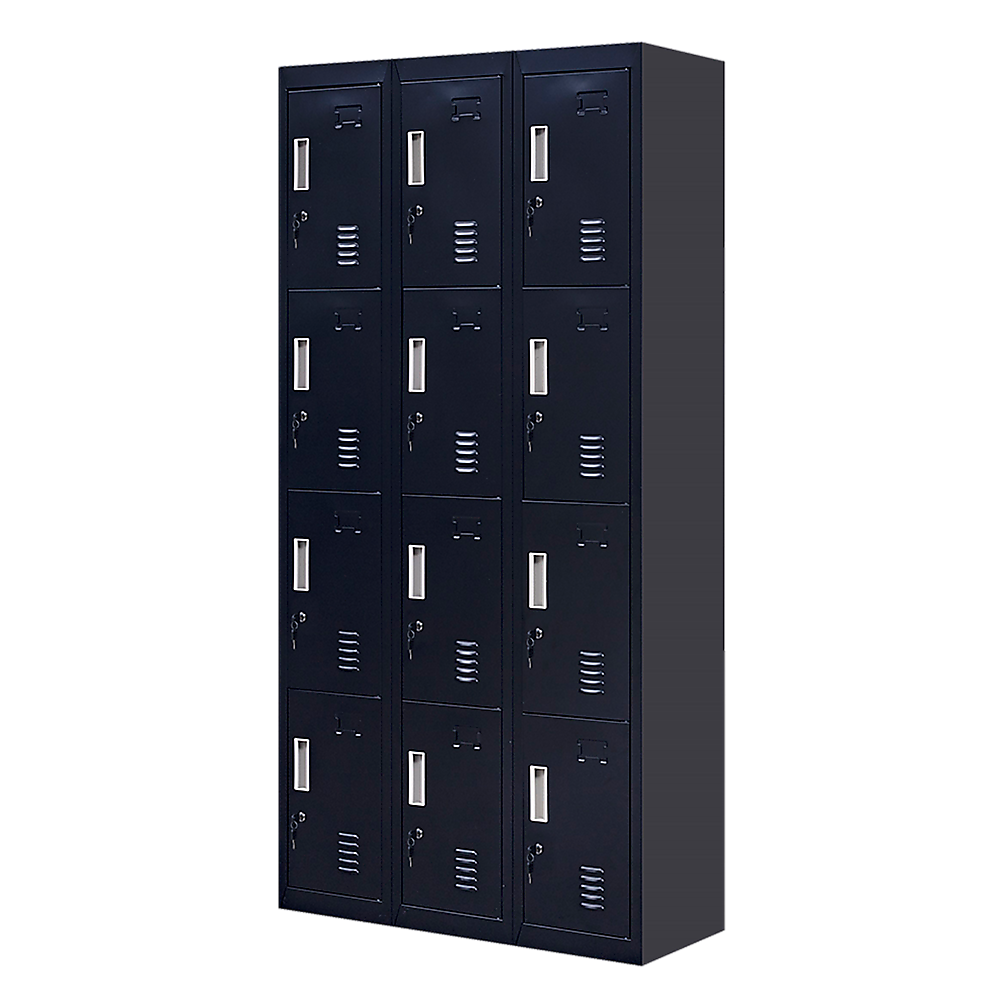 12-Door Locker with Standard Lock & Keys - Heavy Duty Metal Storage Cabinet for Office, Gym, School, Home & Shed - Ideal for Secure Equipment, Personal Belongings & Sports Gear Storage