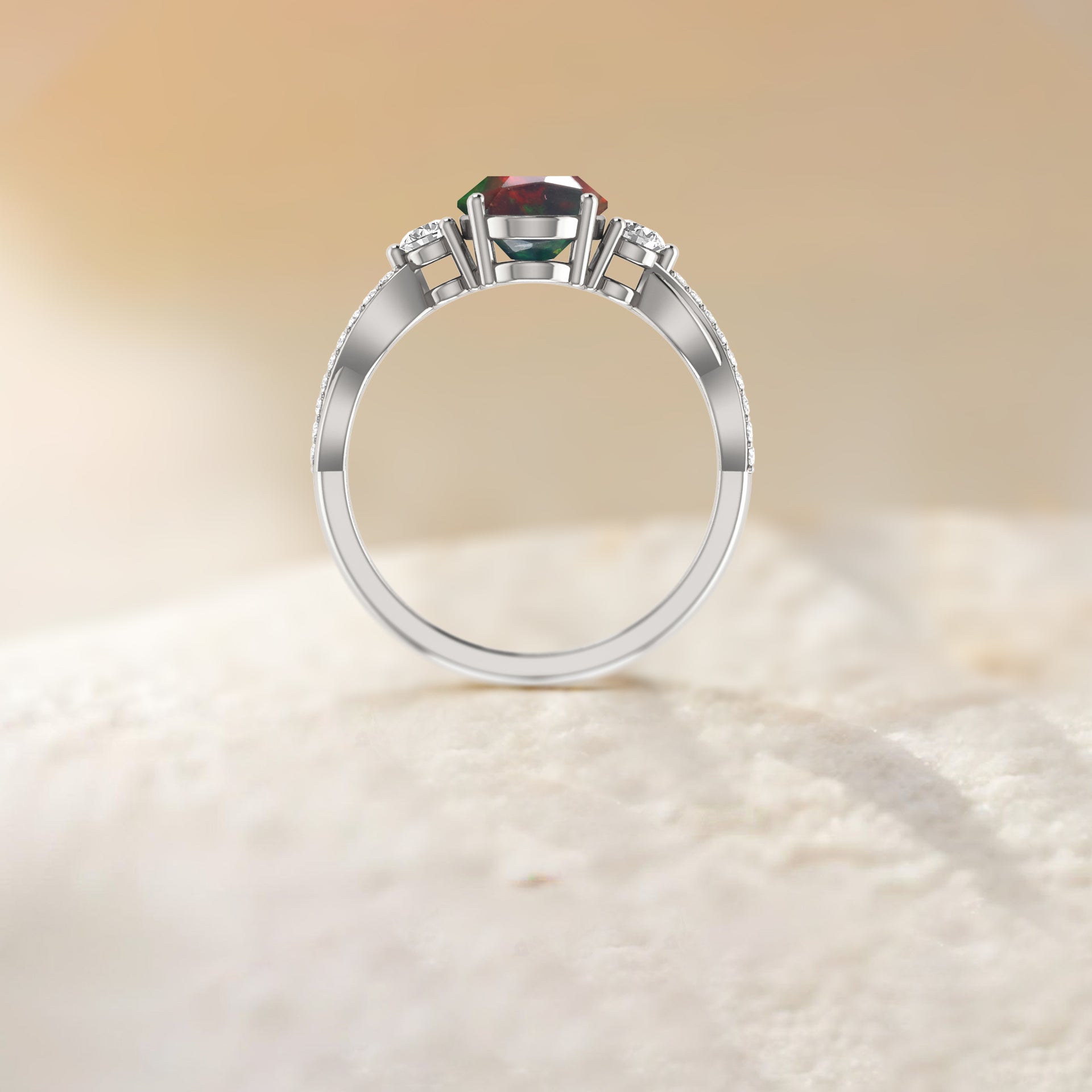 Natural Black Opal Solitaire Engagement Ring for Women - Elegant Wedding & Proposal Jewelry Gift for Her