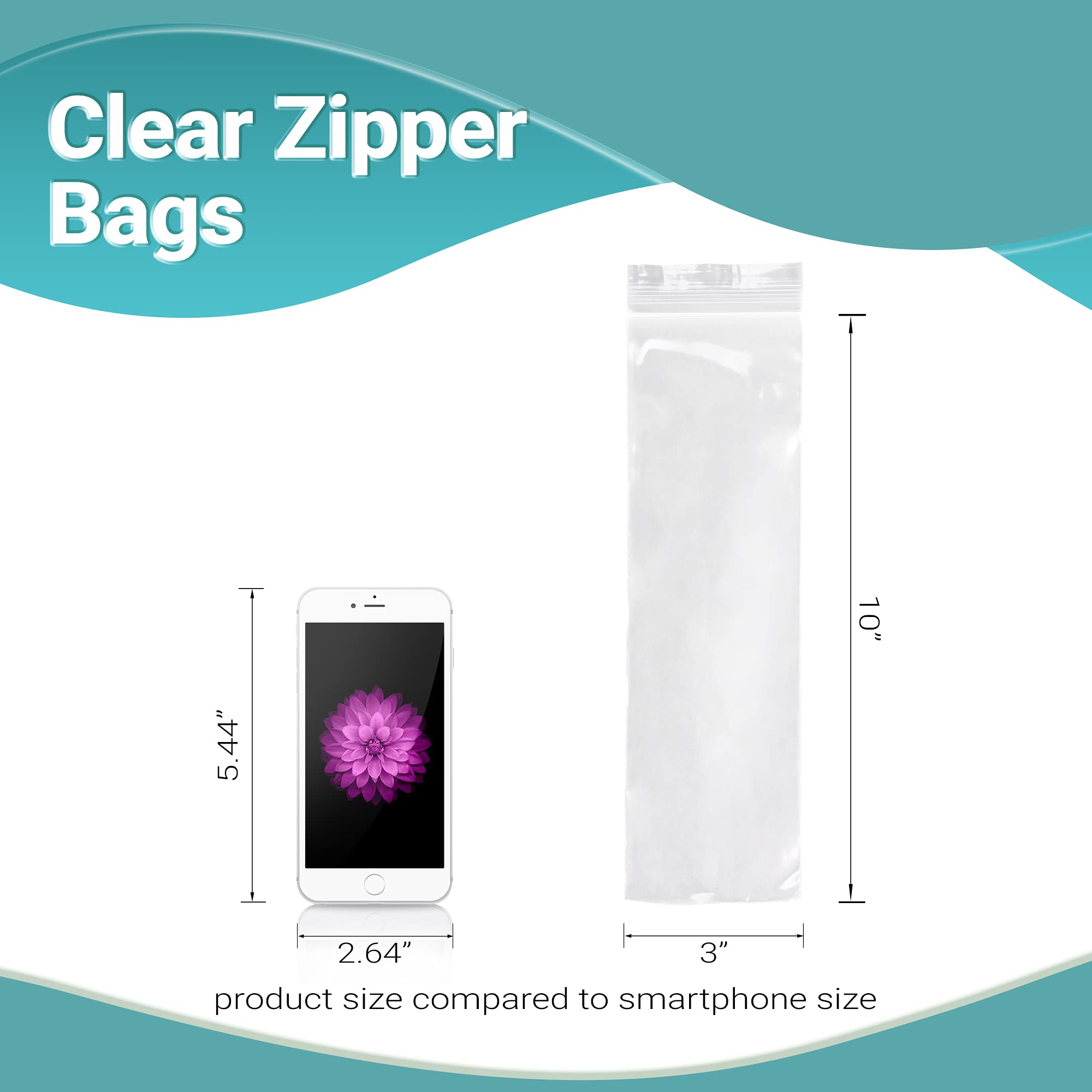 1000 Pack APQ 3x10 Inch Clear Reclosable Zipper Bags - 2 Mil Thick Waterproof Plastic Storage Bags for Jewelry, Crafts & Industrial Use | Durable Zipper Closure for Organizing Small Items