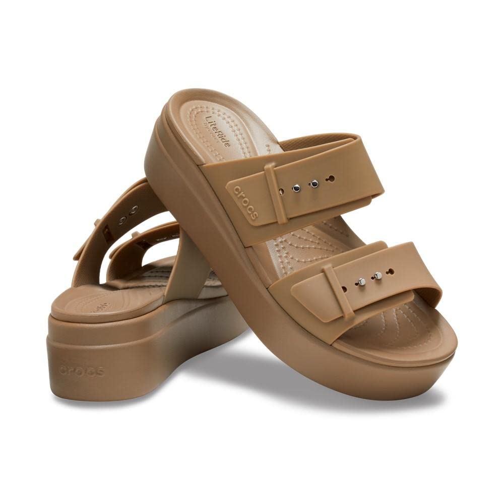Crocs Women's Brooklyn Buckle Low Wedge Clog - Comfortable Slip-Resistant Shoes for Nurses, Teachers & Healthcare Workers - Perfect for Work, Errands & Casual Wear
