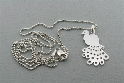 Sterling Silver Peacock Pendant Necklace with 45cm Ball Chain - Elegant Jewelry Gift for Women, Perfect for Parties & Special Occasions