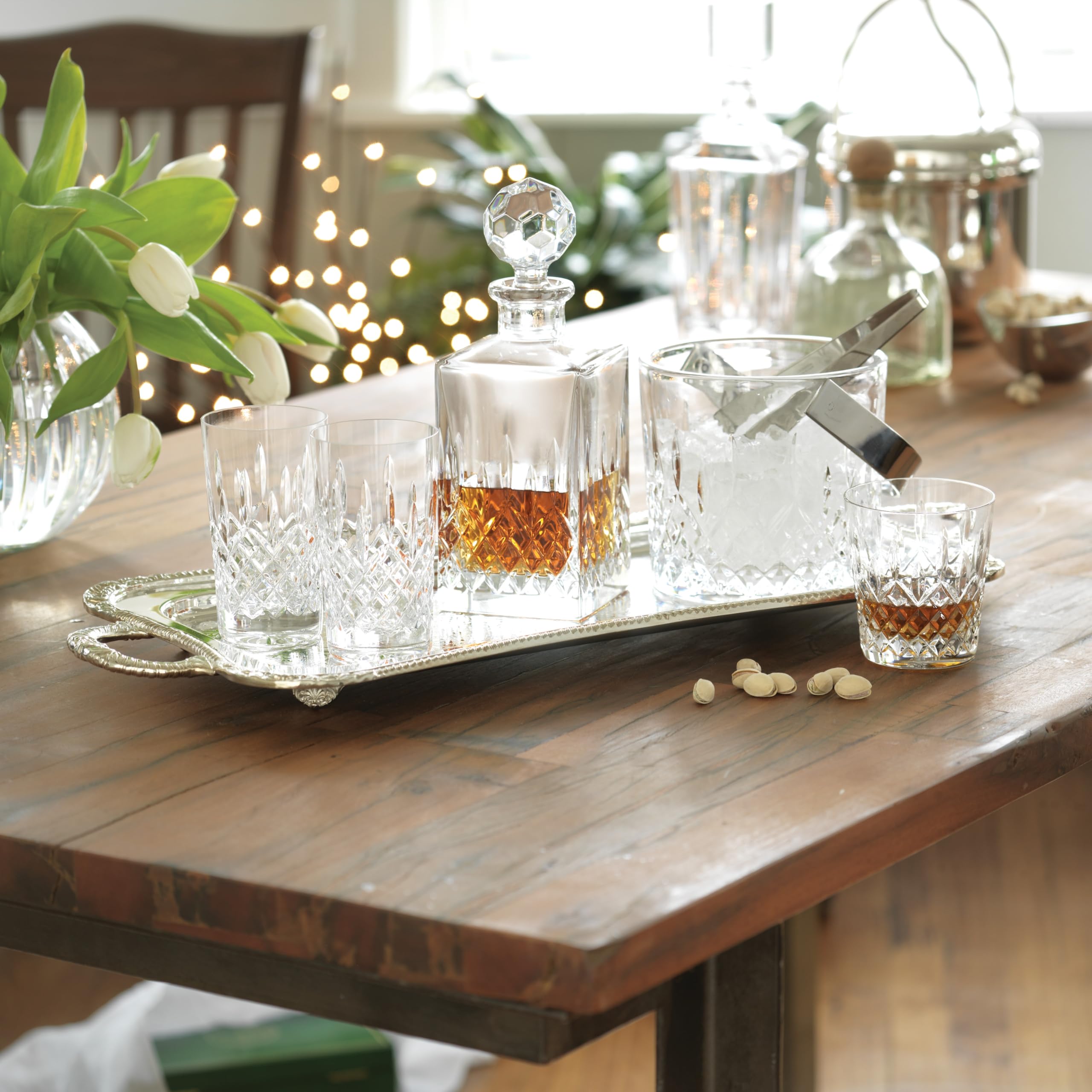 Reed & Barton Hamilton Crystal Decanter - 5.50 LB Clear Glass Whiskey Decanter with Stopper - Elegant Barware for Bourbon, Scotch & Wine Serving at Home Bars, Weddings & Gifts