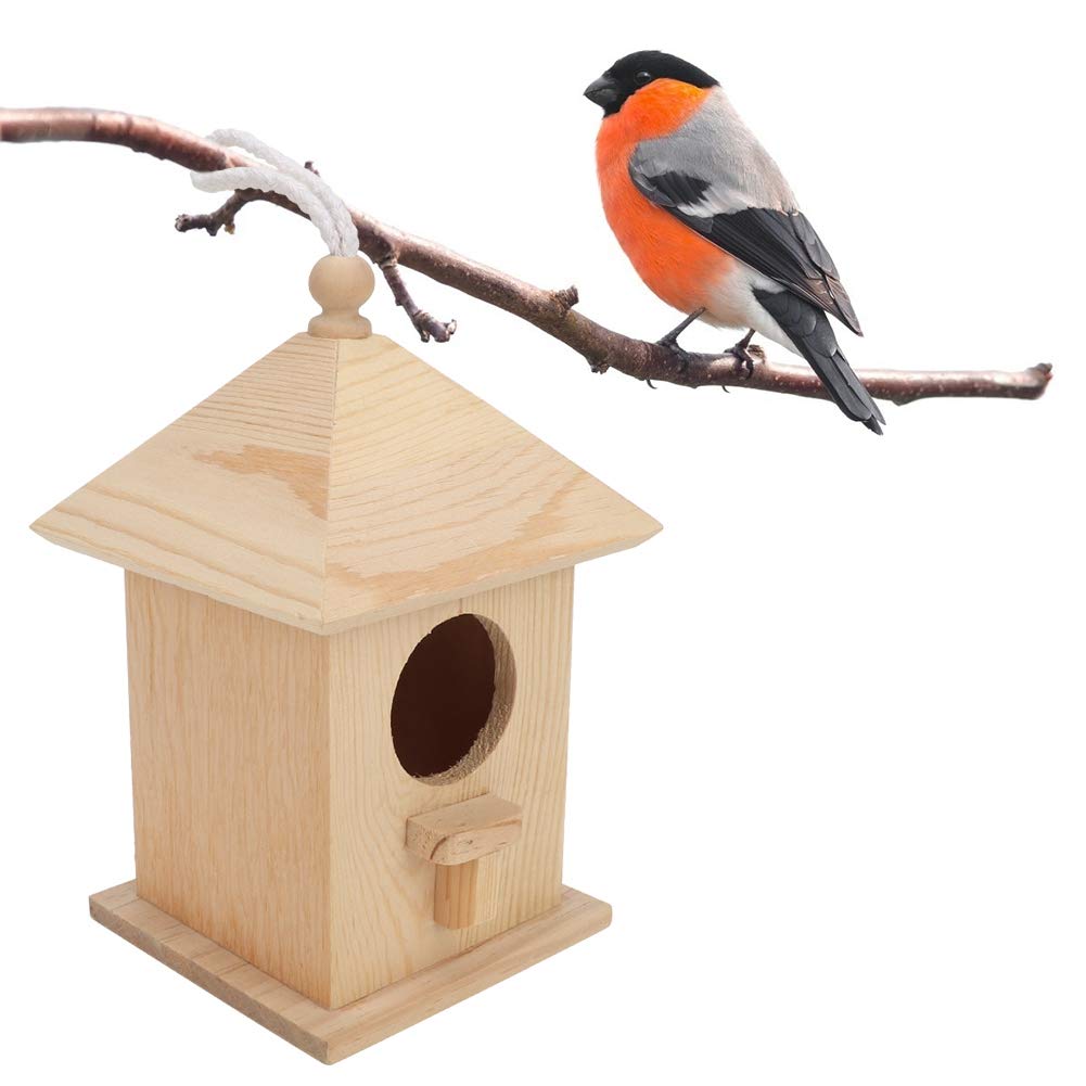 CHICIRIS Wooden Bird House - Durable Hanging Outdoor Bird Feeder for Garden, Lawn & Backyard - Attracts Wild Birds for Nature Watching & Garden Decor