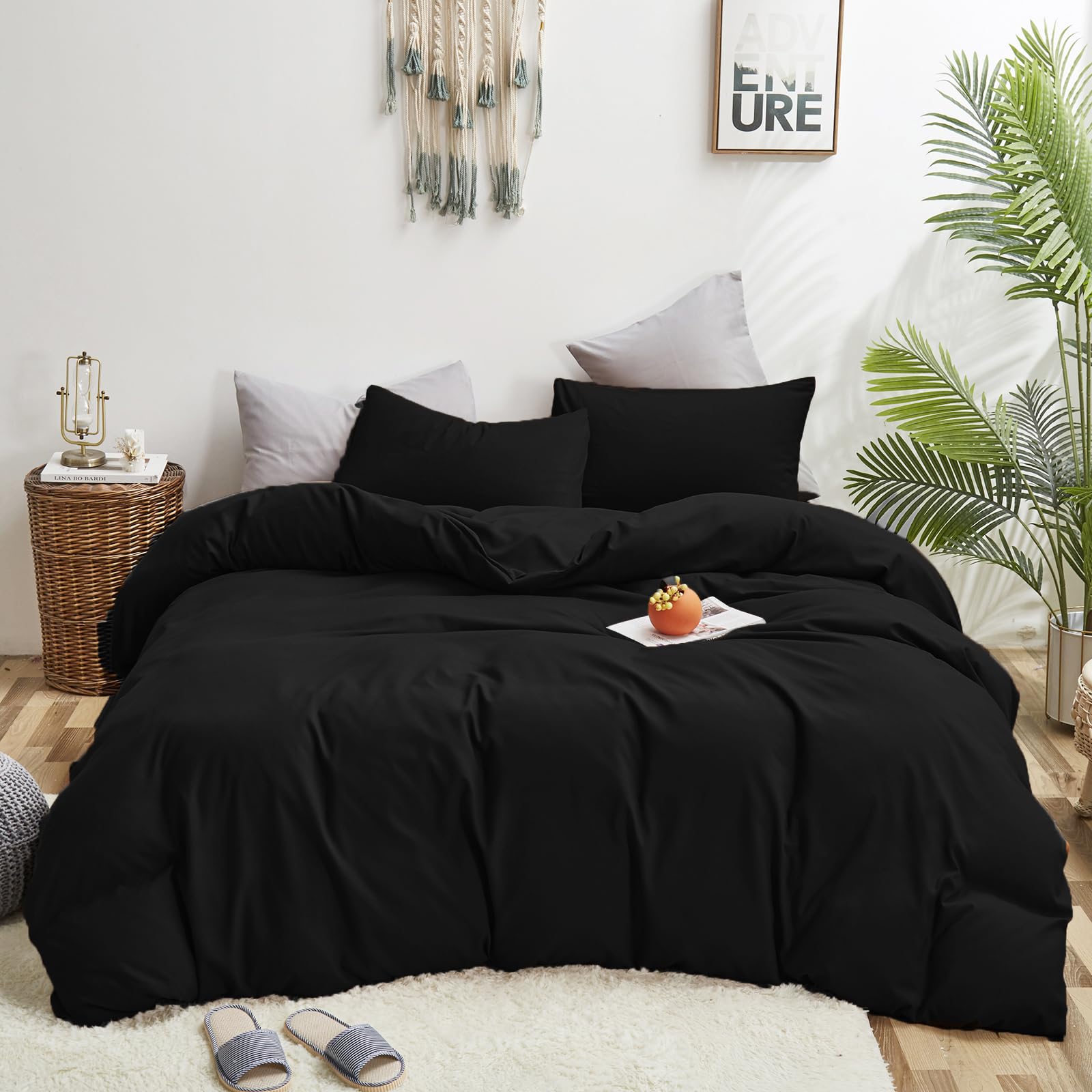 Luxlovery Black King Size Comforter Set - Ultra Soft, Breathable & Lightweight Quilted Blanket for Men & Women | Durable Bedding Set for All Seasons | Perfect for Home, Bedroom, Hotel & Guest Room